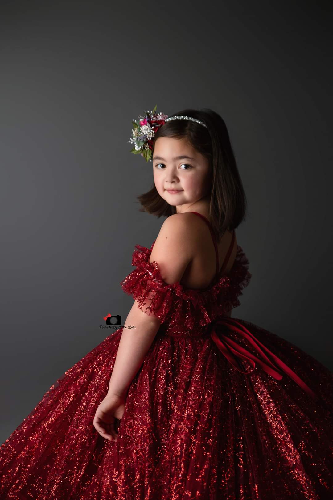 "Ruby Shimmer" -Floor Long - Editorial Dress, Couture Gown, Special Occasion Dress