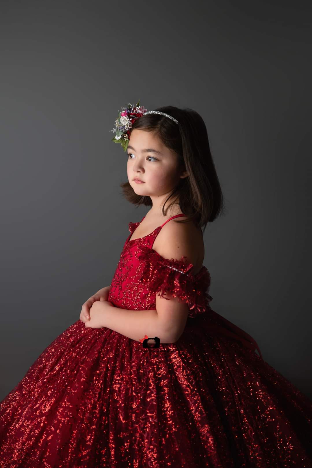 "Ruby Shimmer" -Floor Long - Editorial Dress, Couture Gown, Special Occasion Dress