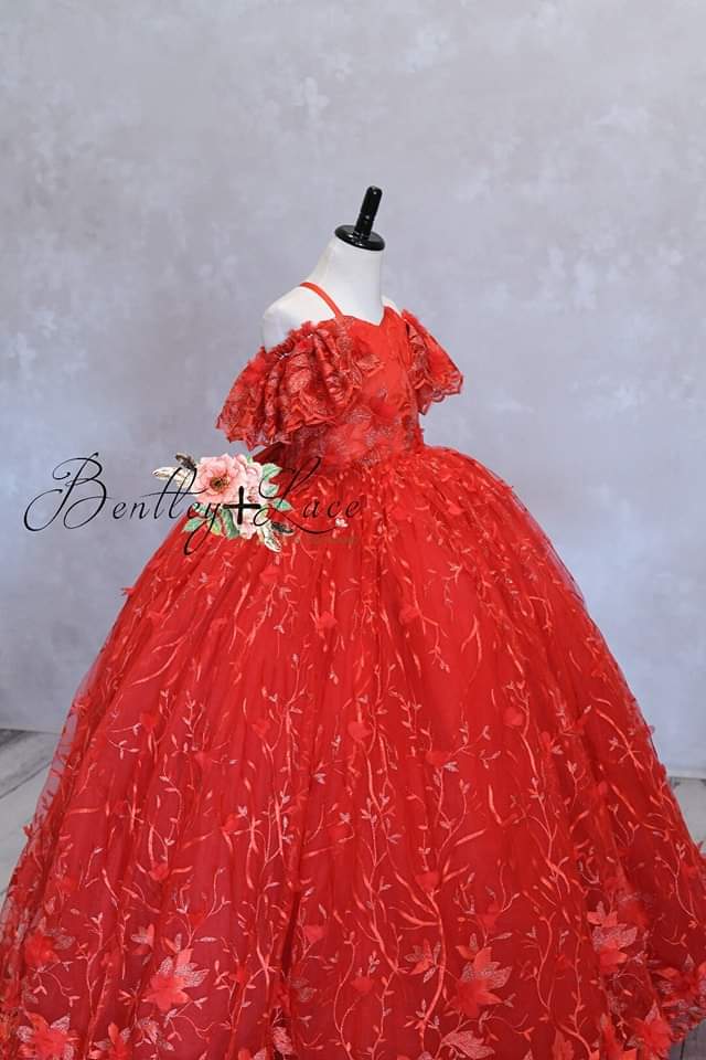 "Samantha" Rose - floor Length Dress with cape- ( 6 Year - Petite 7 Year possible 8)