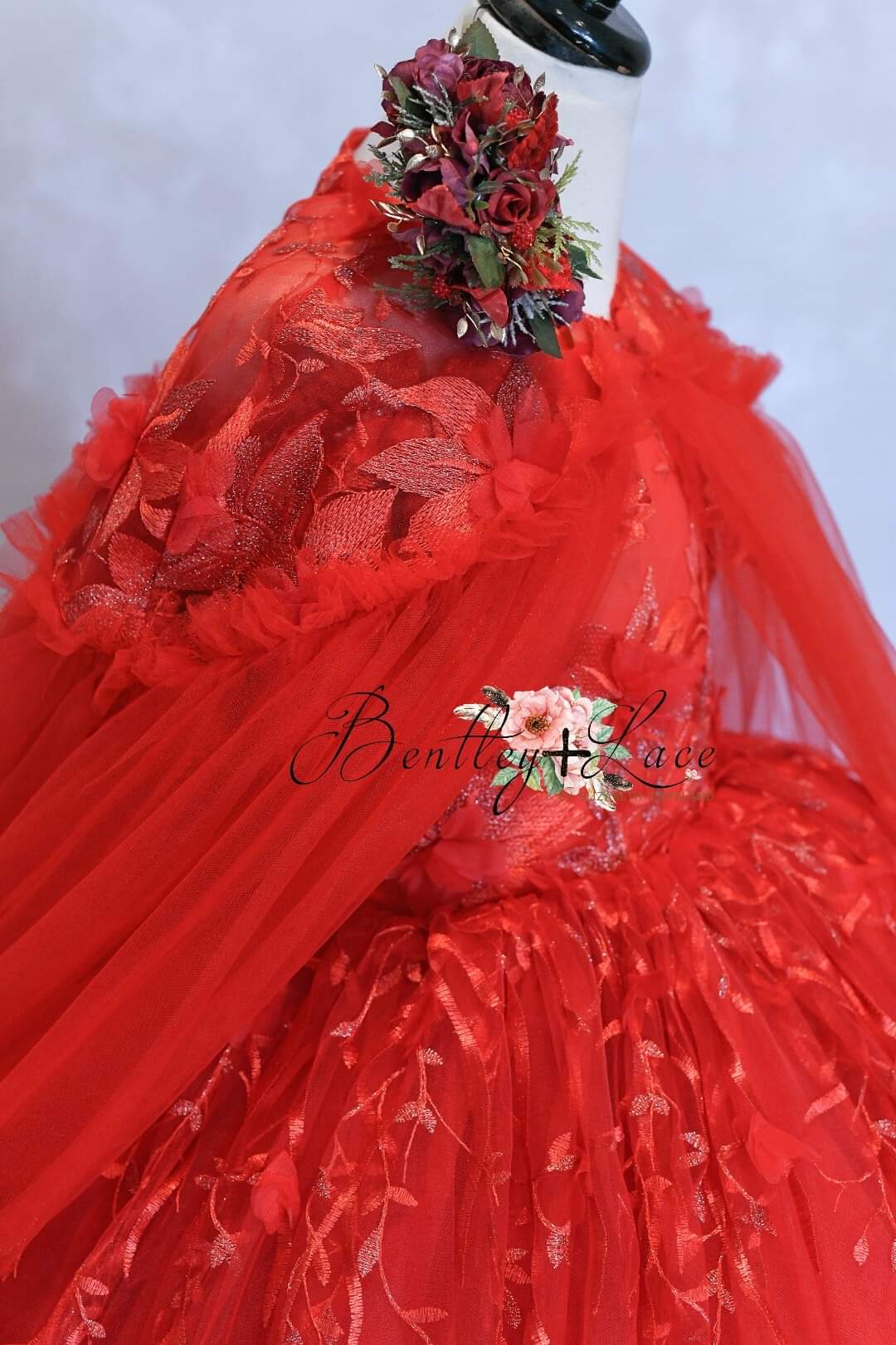 "Samantha" Rose - floor Length Dress with cape- ( 6 Year - Petite 7 Year possible 8)