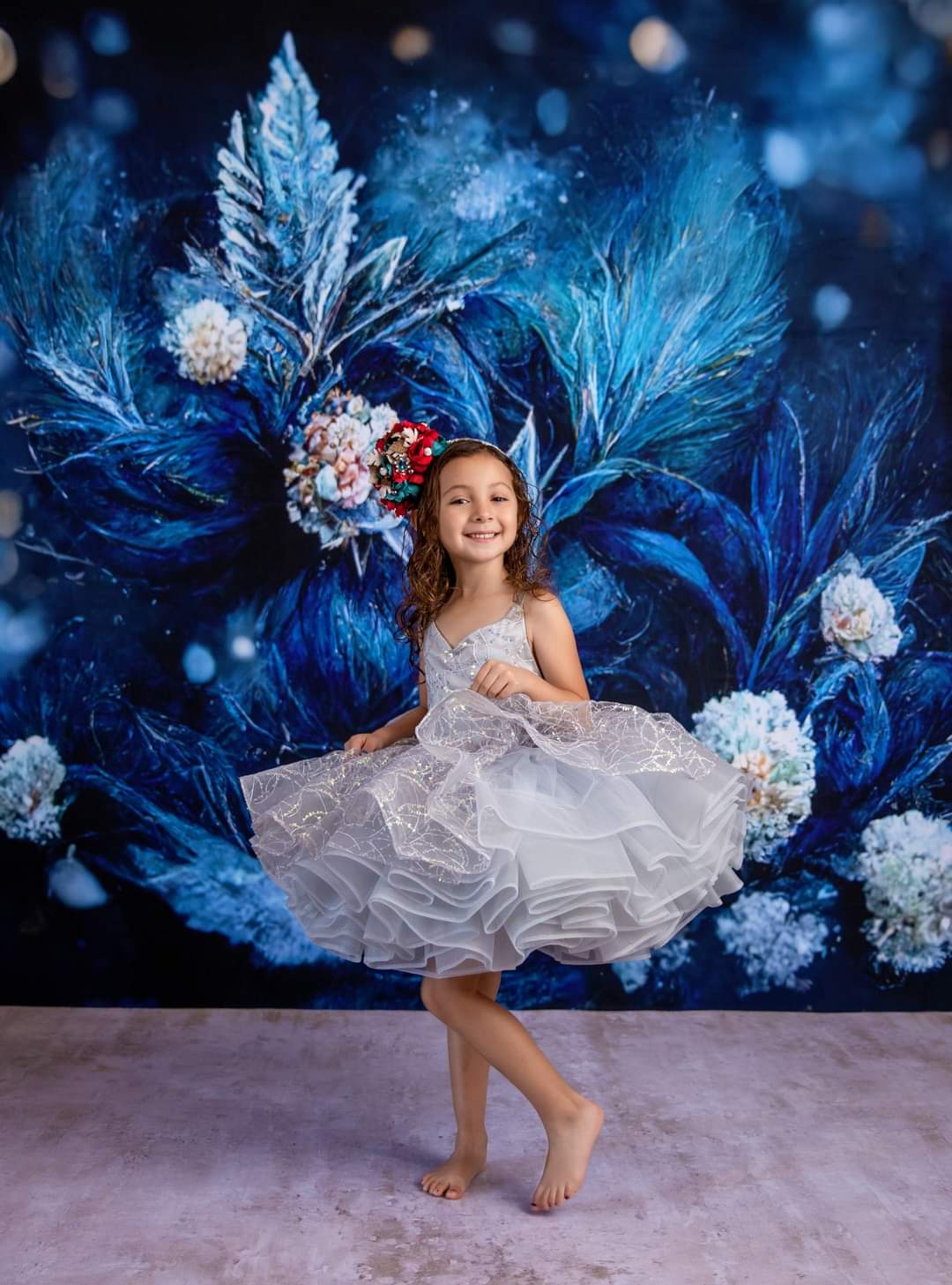 "Tinsel" Petal Length Dress detachable sleeves(5 Year-Petite 6 Year)