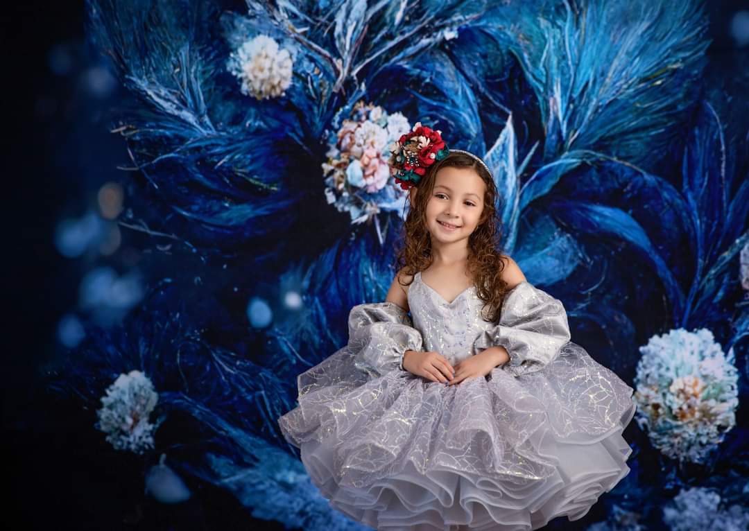 "Tinsel" Petal Length Dress detachable sleeves(5 Year-Petite 6 Year)