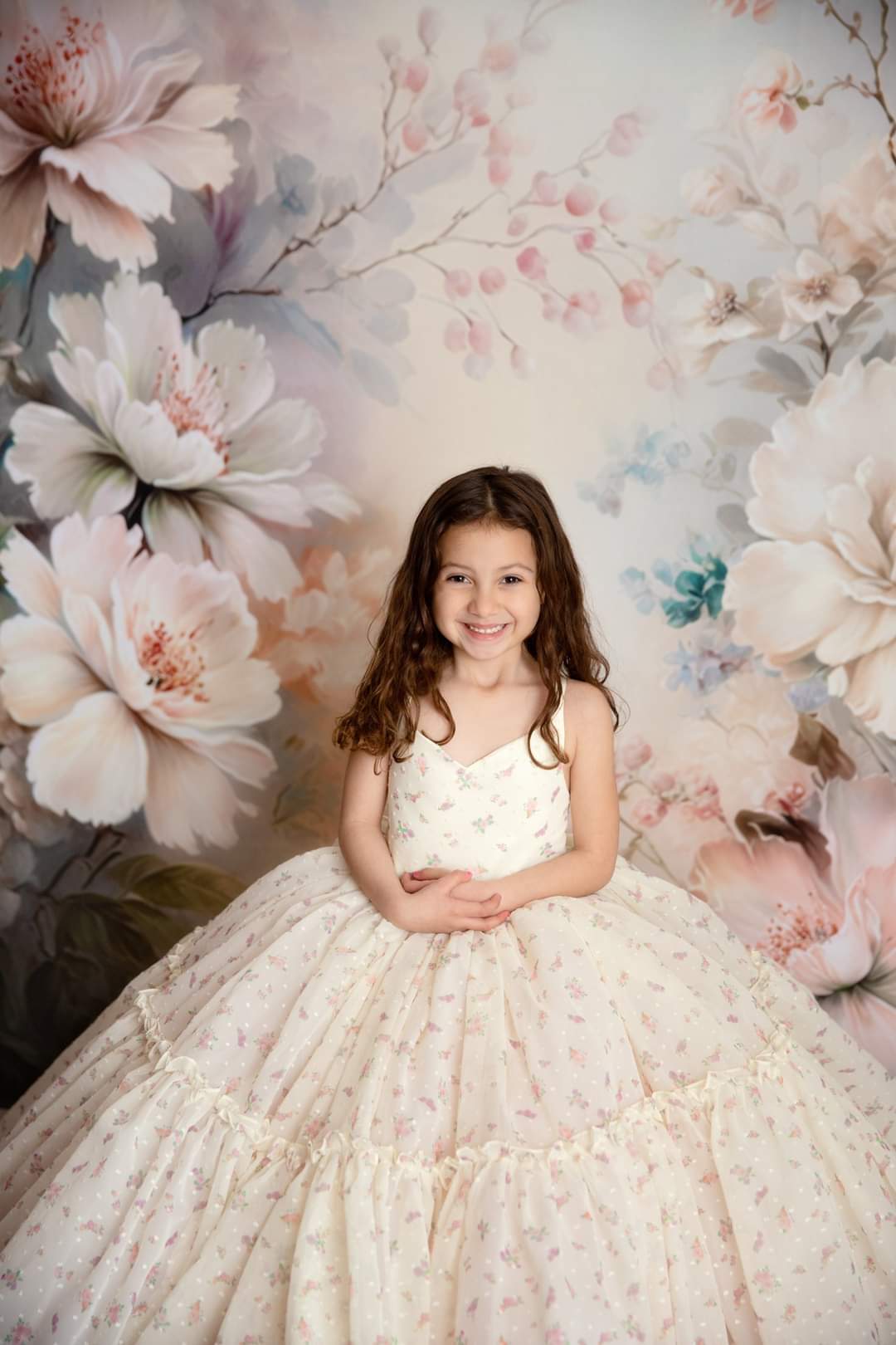 Jardin De Fleurs- floor length - ivory floral (5-6 year)
