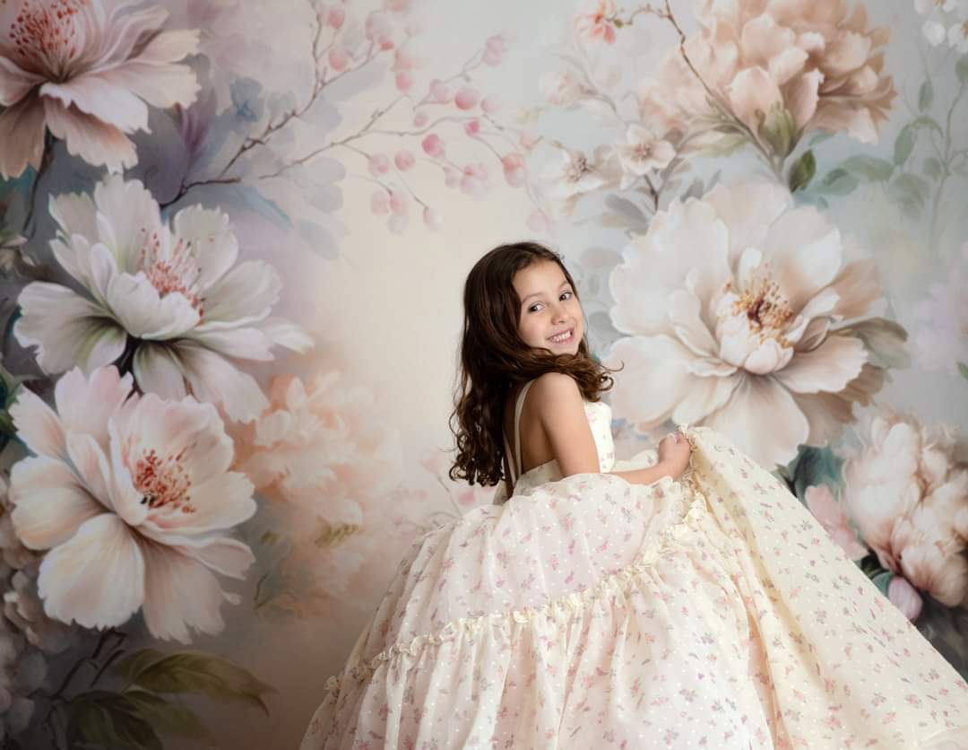 Jardin De Fleurs- floor length - ivory floral (5-6 year)