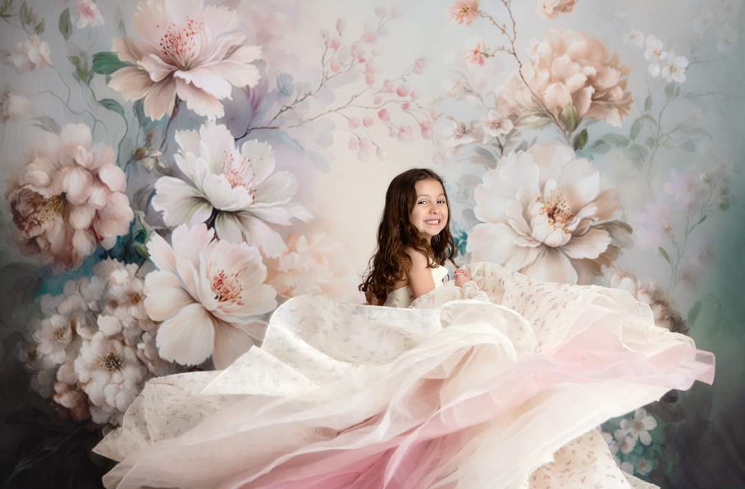 Jardin De Fleurs- floor length - ivory floral (5-6 year)