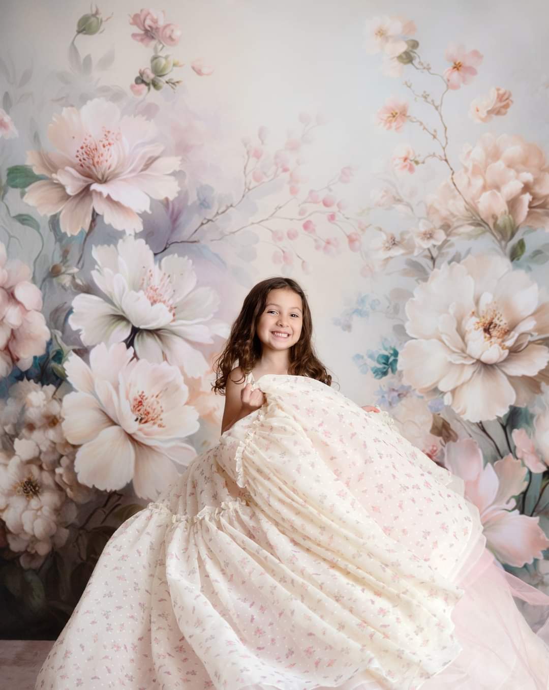 Jardin De Fleurs- floor length - ivory floral (5-6 year)