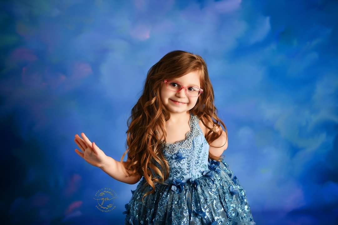 "Sadie" in Cindy Blue vintage length gown- shades of blue (4 year- petite 5 year)