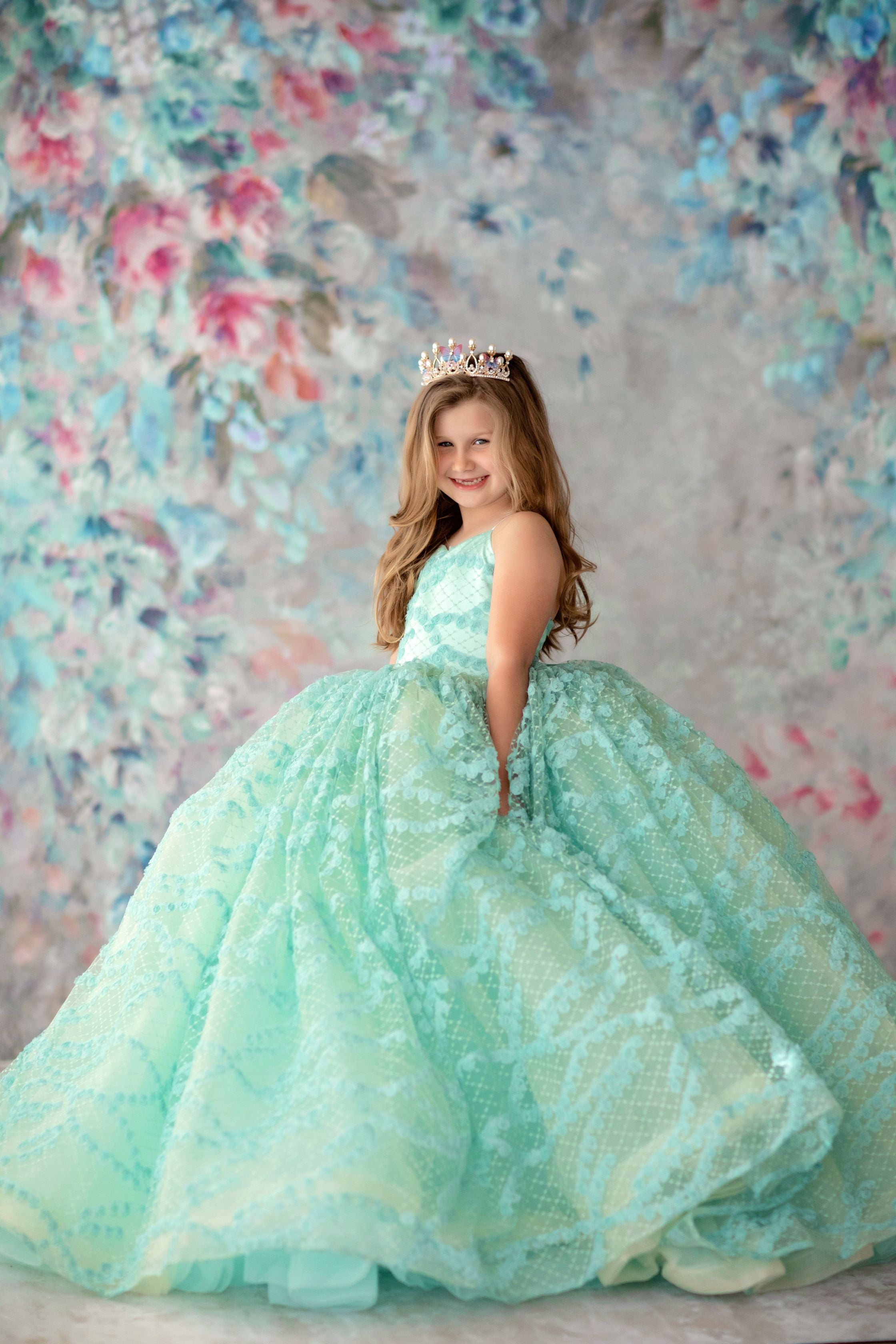 "Mint Dreams" - Floor Length Gown ( 6 Year - Petite 7 Year)