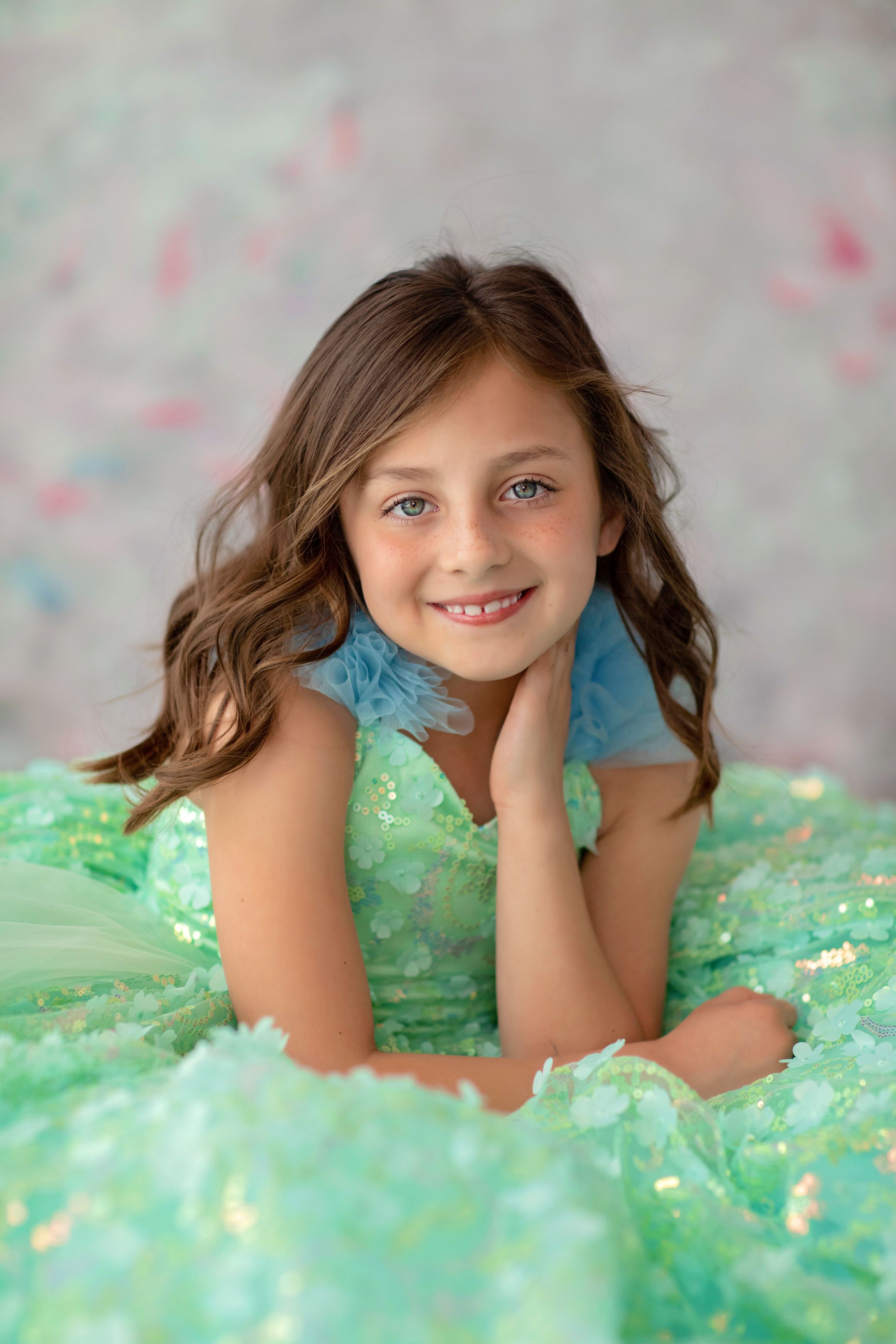 RETIRED RENTAL "Mermaid Dreams" - Floor Length Floral Gown ( 6 Year - Petite 8 Year)
