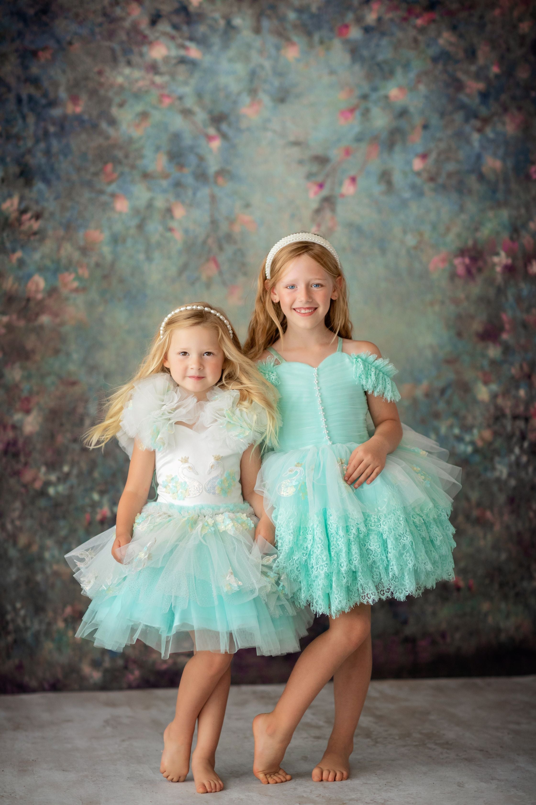 "Swan Dreams" - Pleated Bodice- Petal Length Dress - ( 5 Year - Petite 6 Year)
