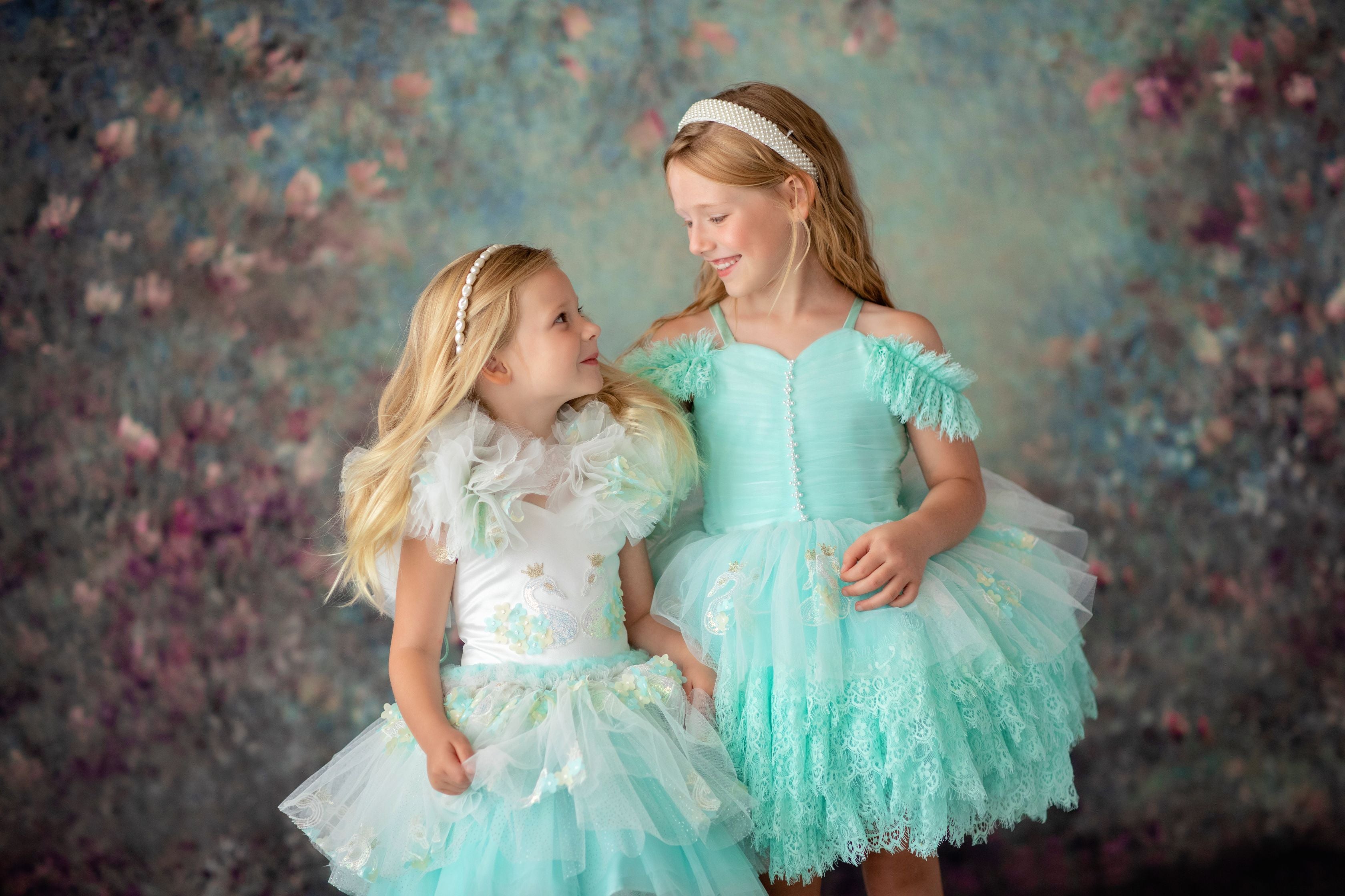 "Swan Dreams" - Pleated Bodice- Petal Length Dress - ( 5 Year - Petite 6 Year)