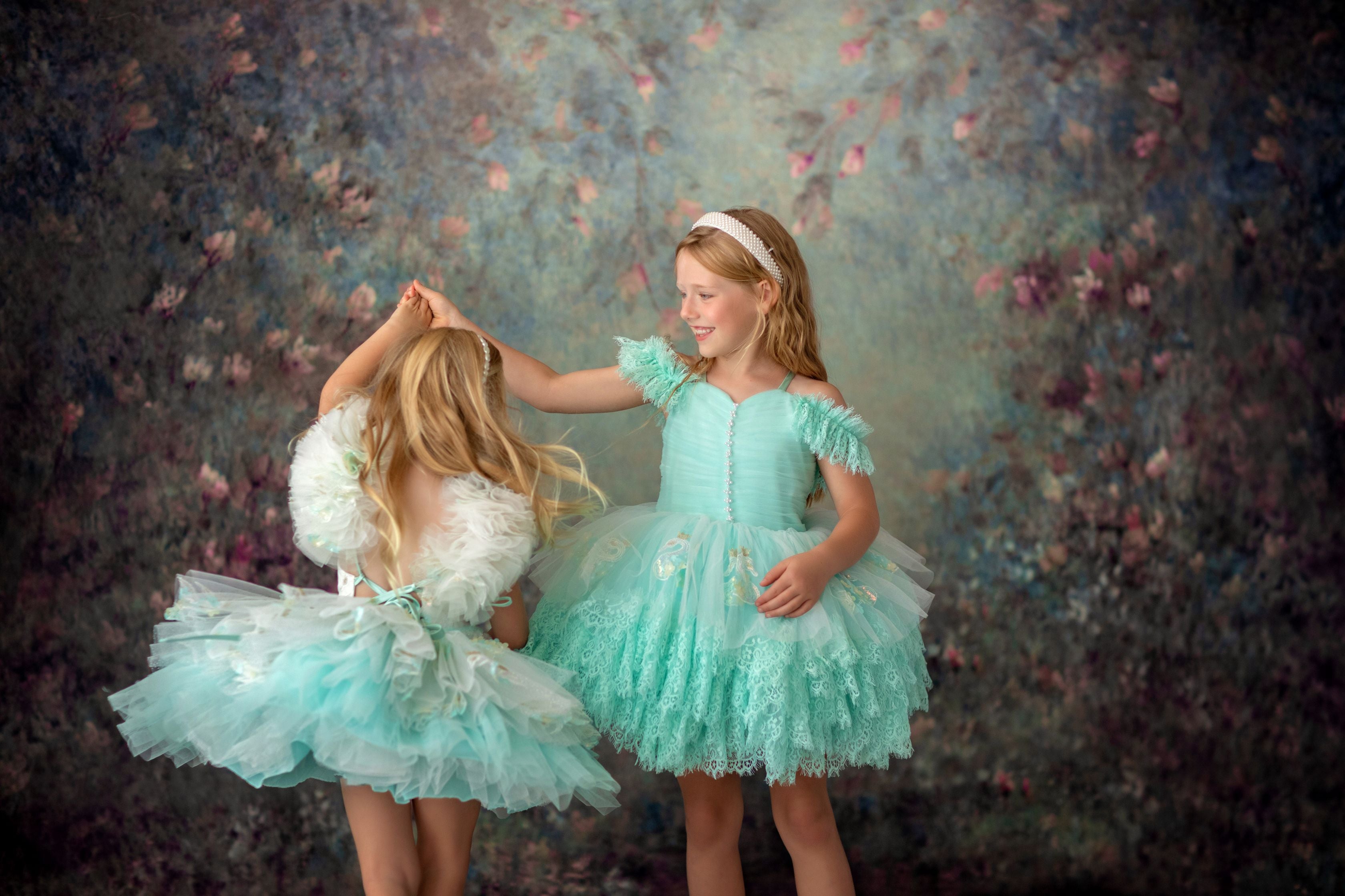 "Swan Dreams" - Pleated Bodice- Petal Length Dress - ( 5 Year - Petite 6 Year)