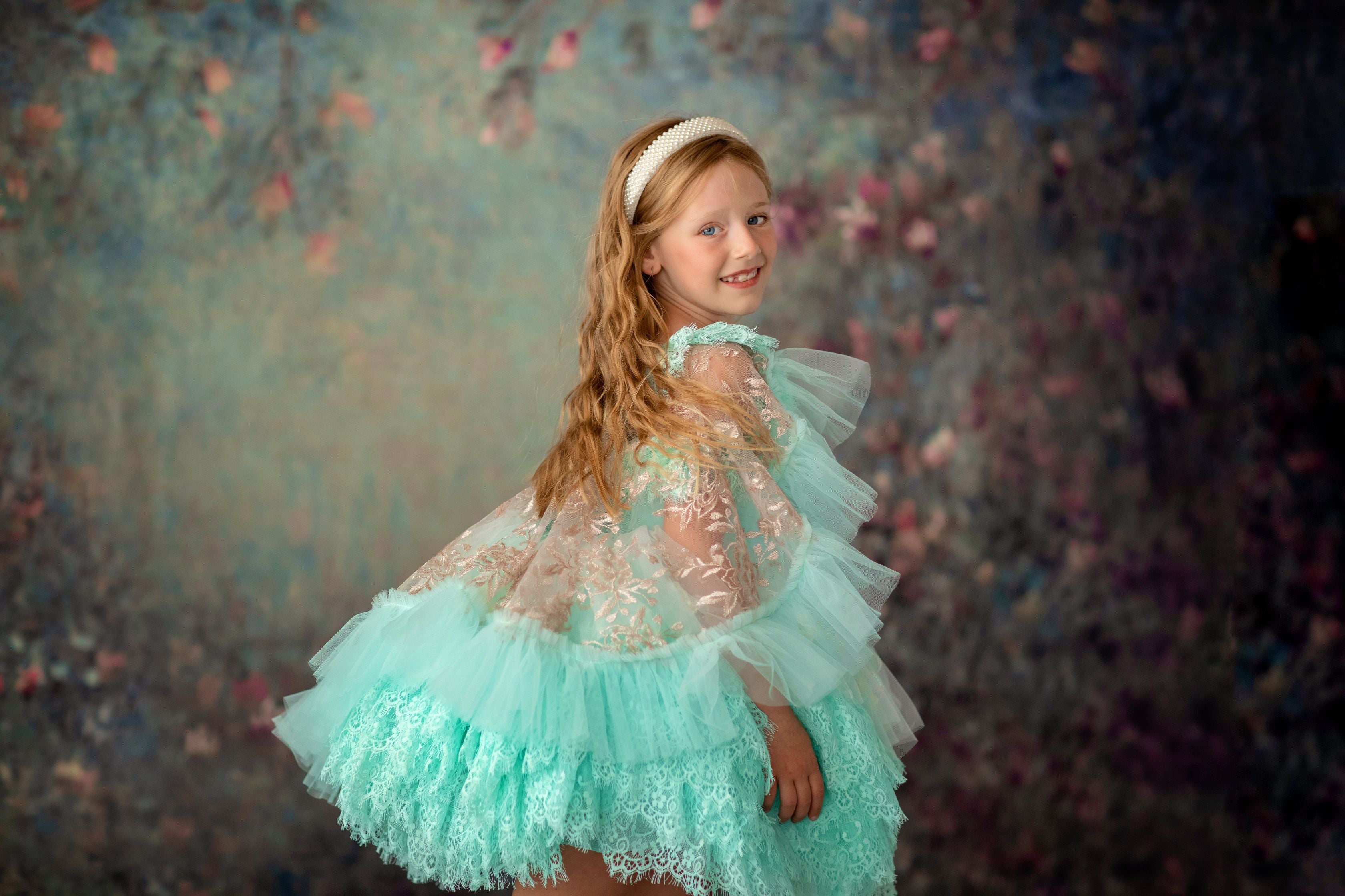 "Swan Dreams" - Pleated Bodice- Petal Length Dress - ( 5 Year - Petite 6 Year)