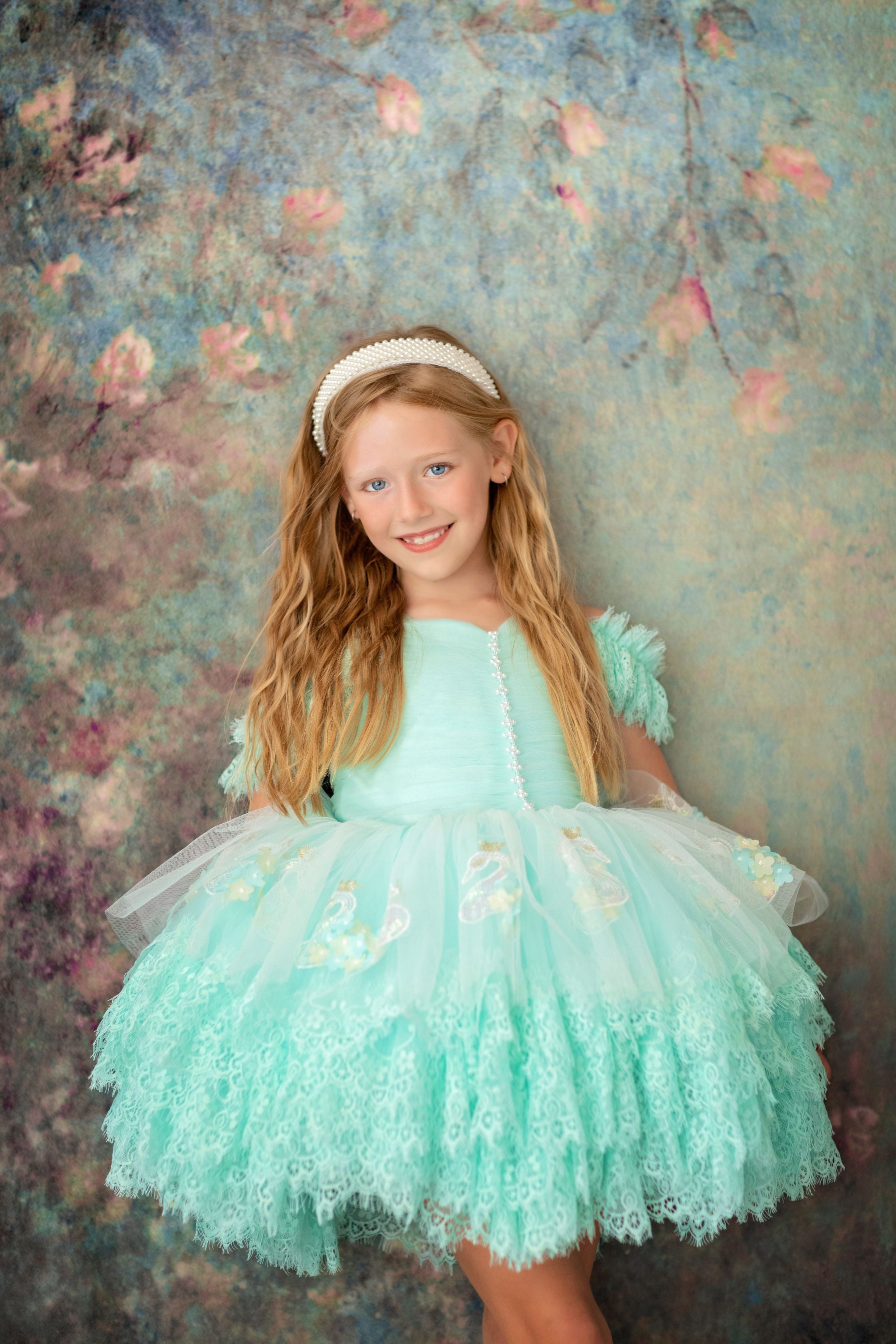 "Swan Dreams" - Pleated Bodice- Petal Length Dress  - ( 5 Year - Petite 6 Year)