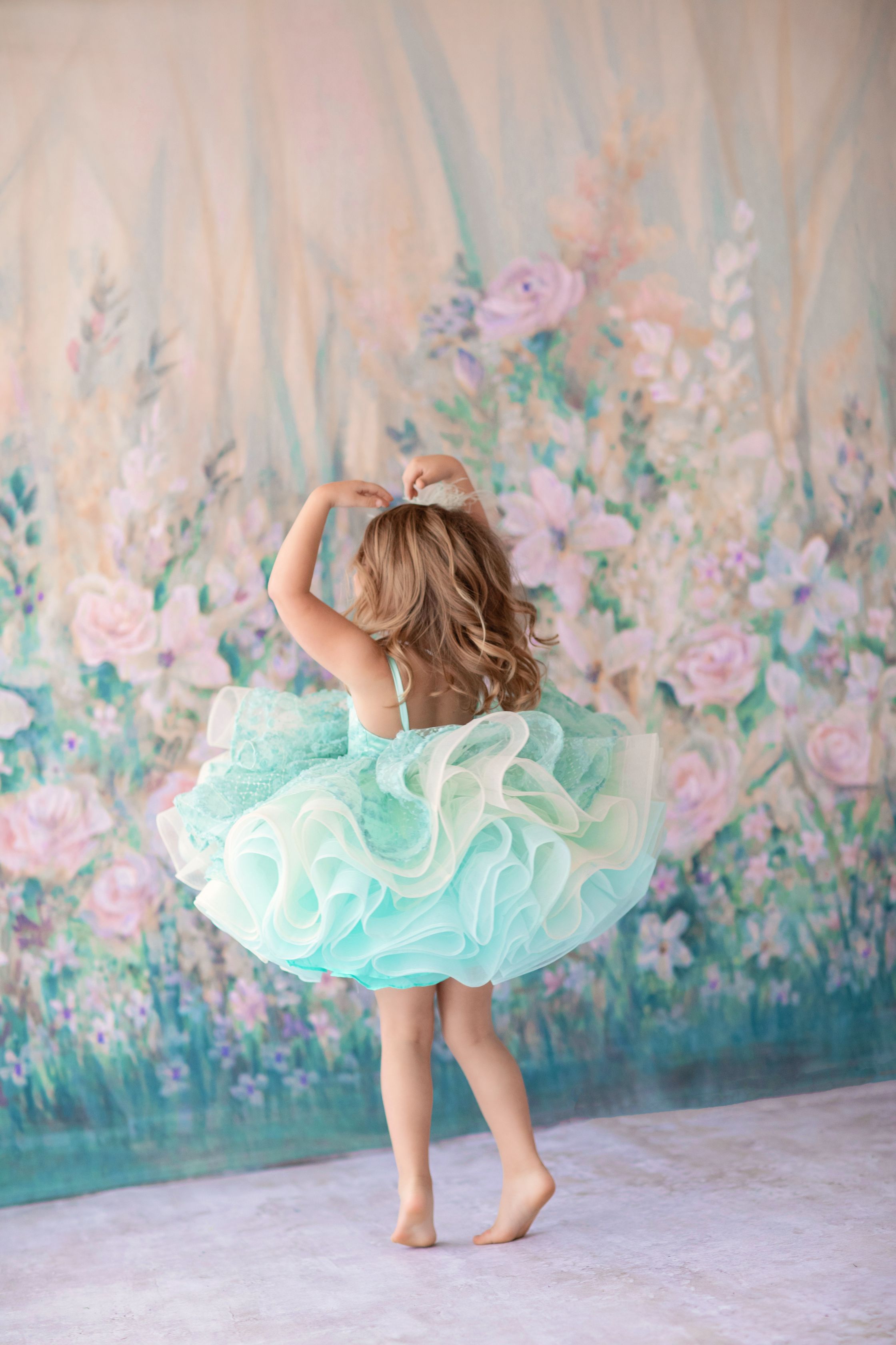 "Mint Dreams" - Petal Length Gown ( 4 Year - Petite 6 Year)