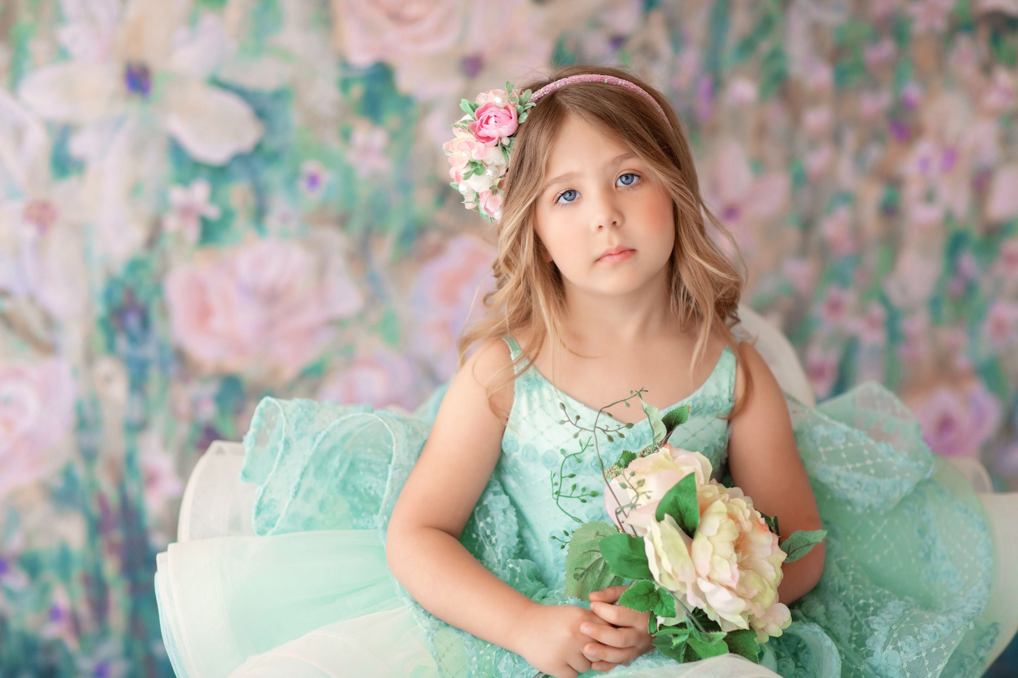 "Mint Dreams" - Petal Length Gown ( 4 Year - Petite 6 Year)