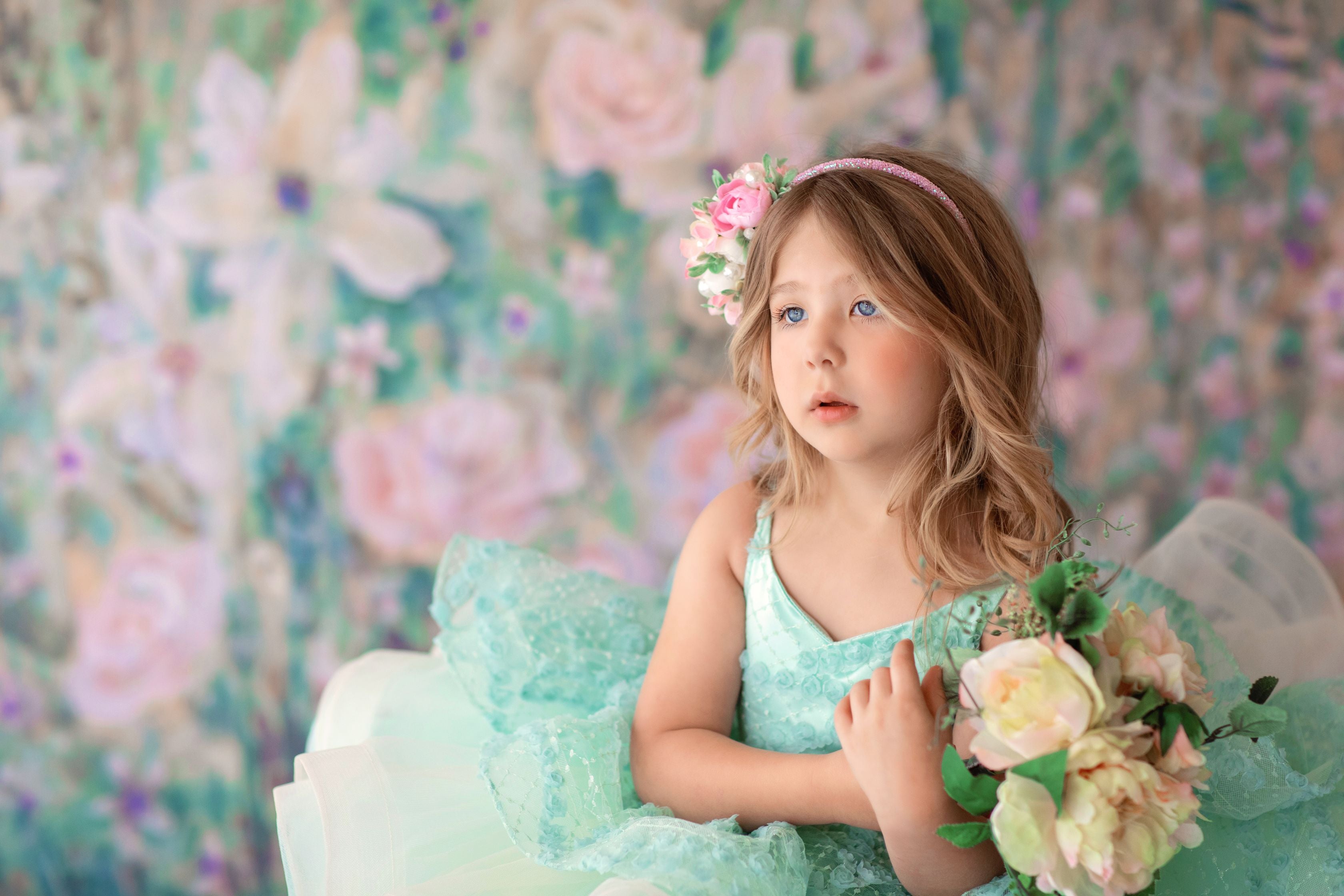"Mint Dreams" - Petal Length Gown ( 4 Year - Petite 6 Year)
