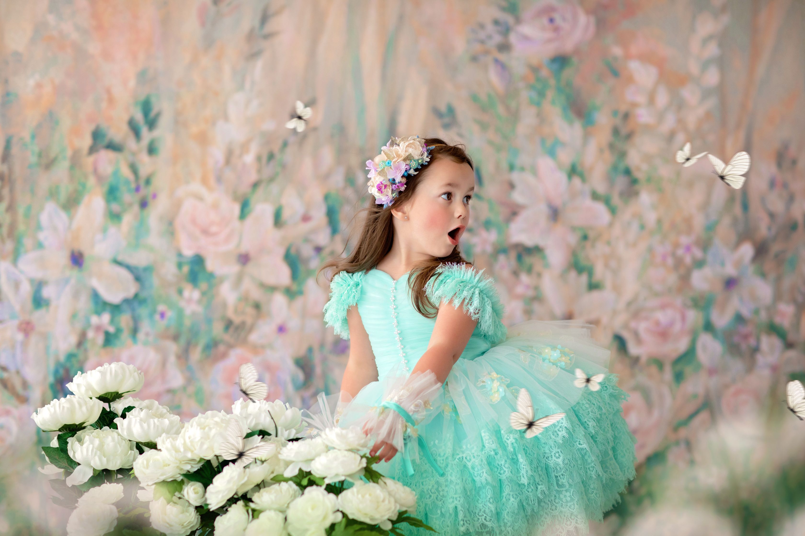 "Swan Dreams" - Pleated Bodice- Petal Length Dress - ( 5 Year - Petite 6 Year)