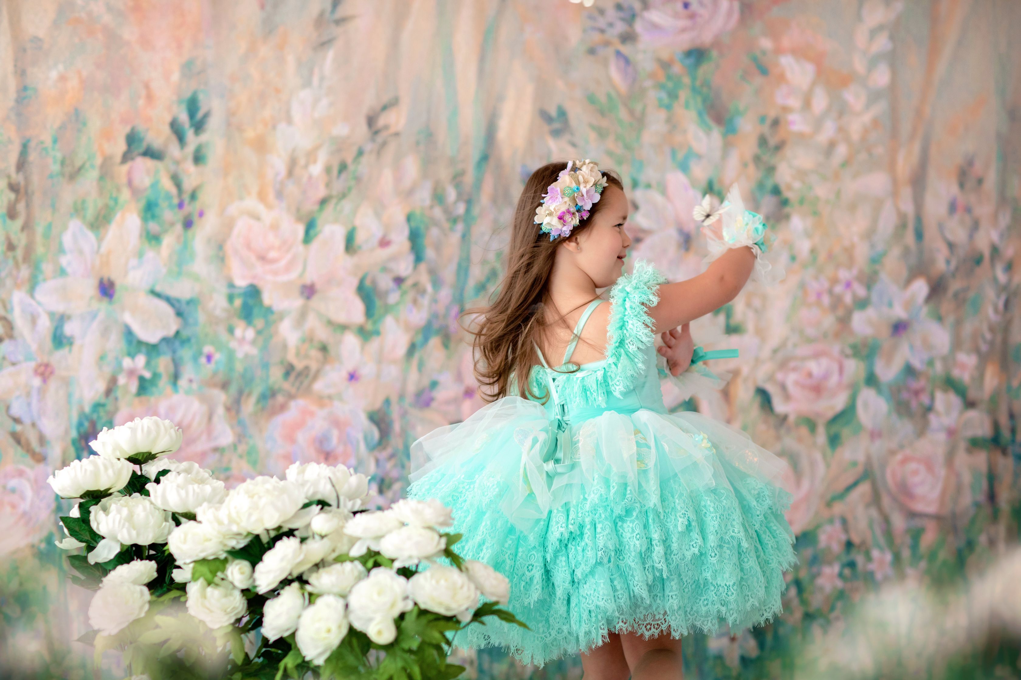 "Swan Dreams" - Pleated Bodice- Petal Length Dress - ( 5 Year - Petite 6 Year)