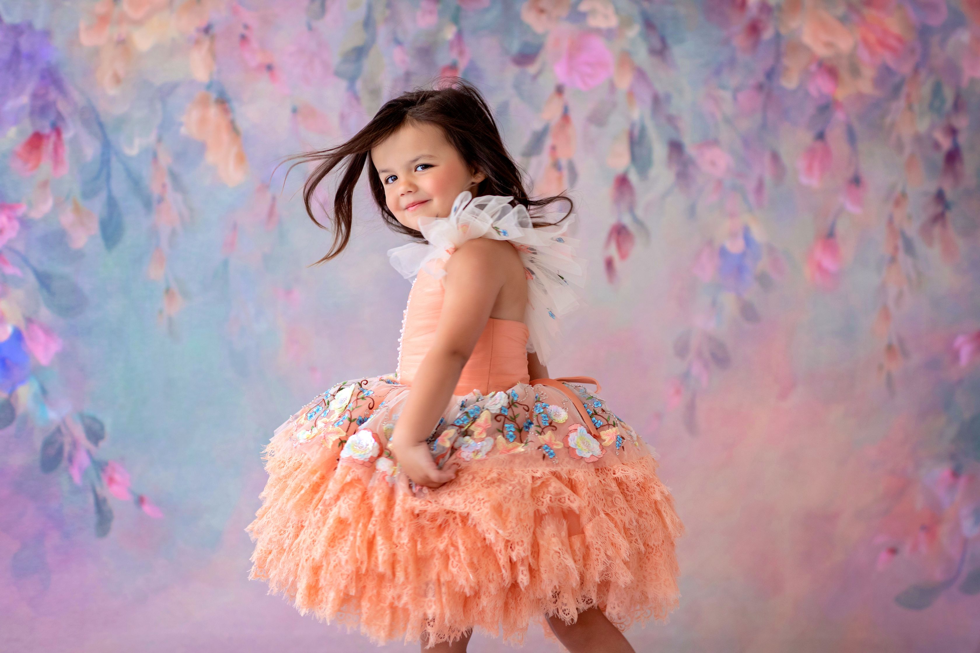 "Peaches" Petal Length Dress ( 3 Year - Petite 4 Year)
