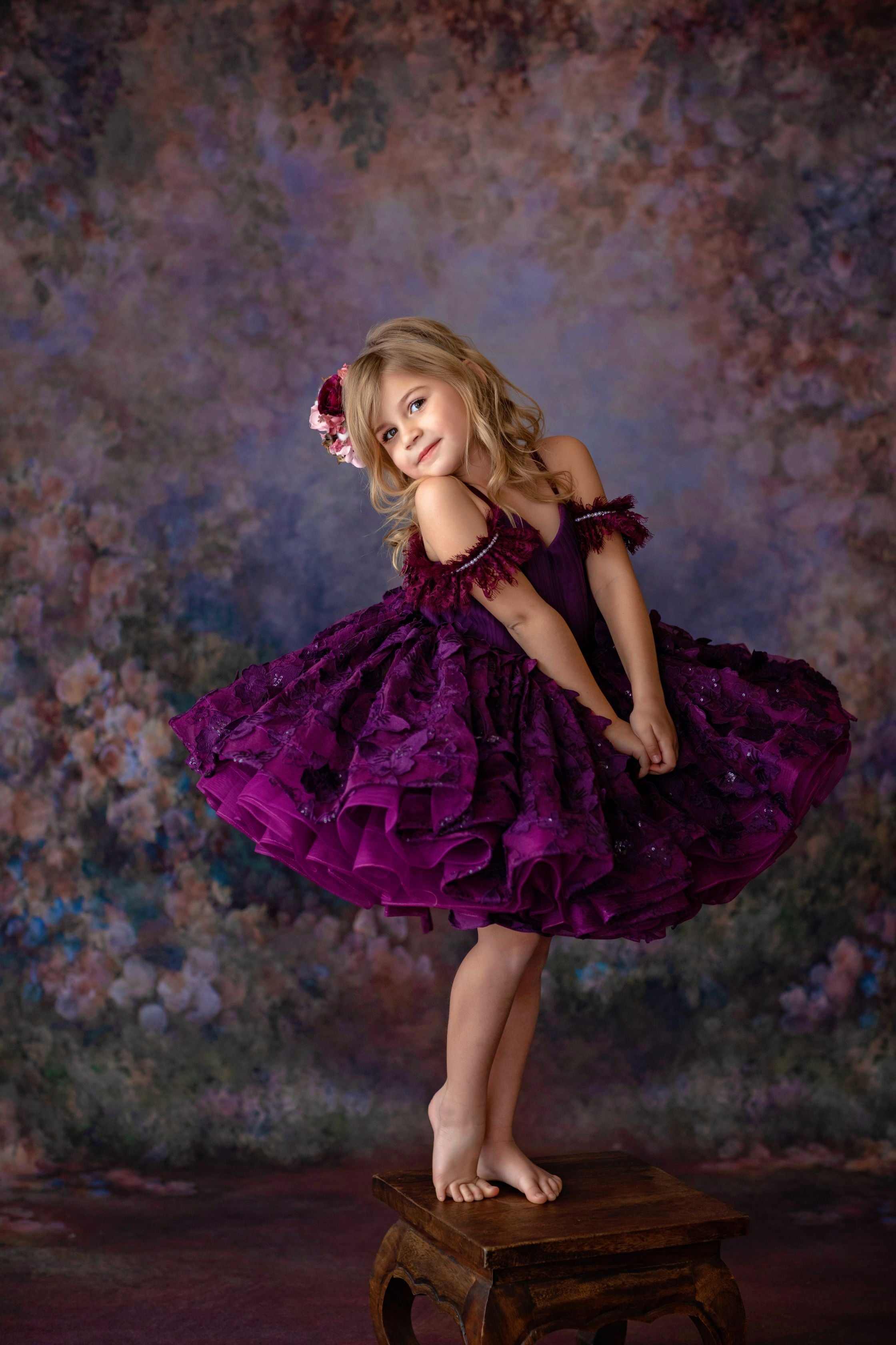 "Butterfly Kisses" - Petal Short Length Dress ( 4 Year - Petite 6 Year)