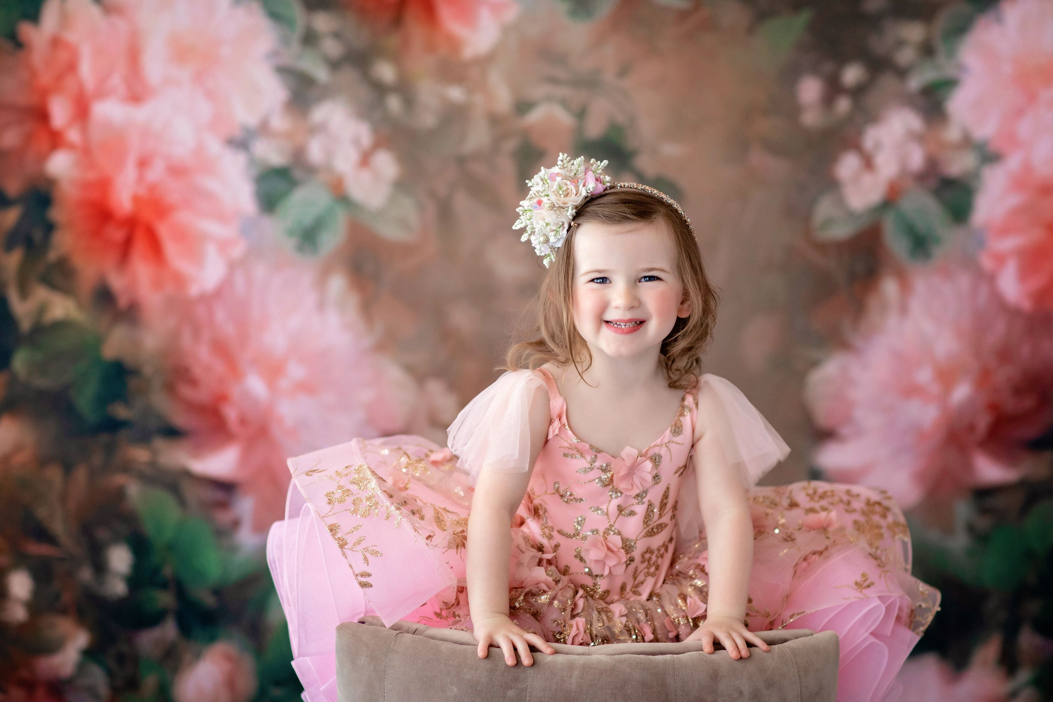 "Sadie" in Blush Petal length gown- (4 year- petite 5 year)