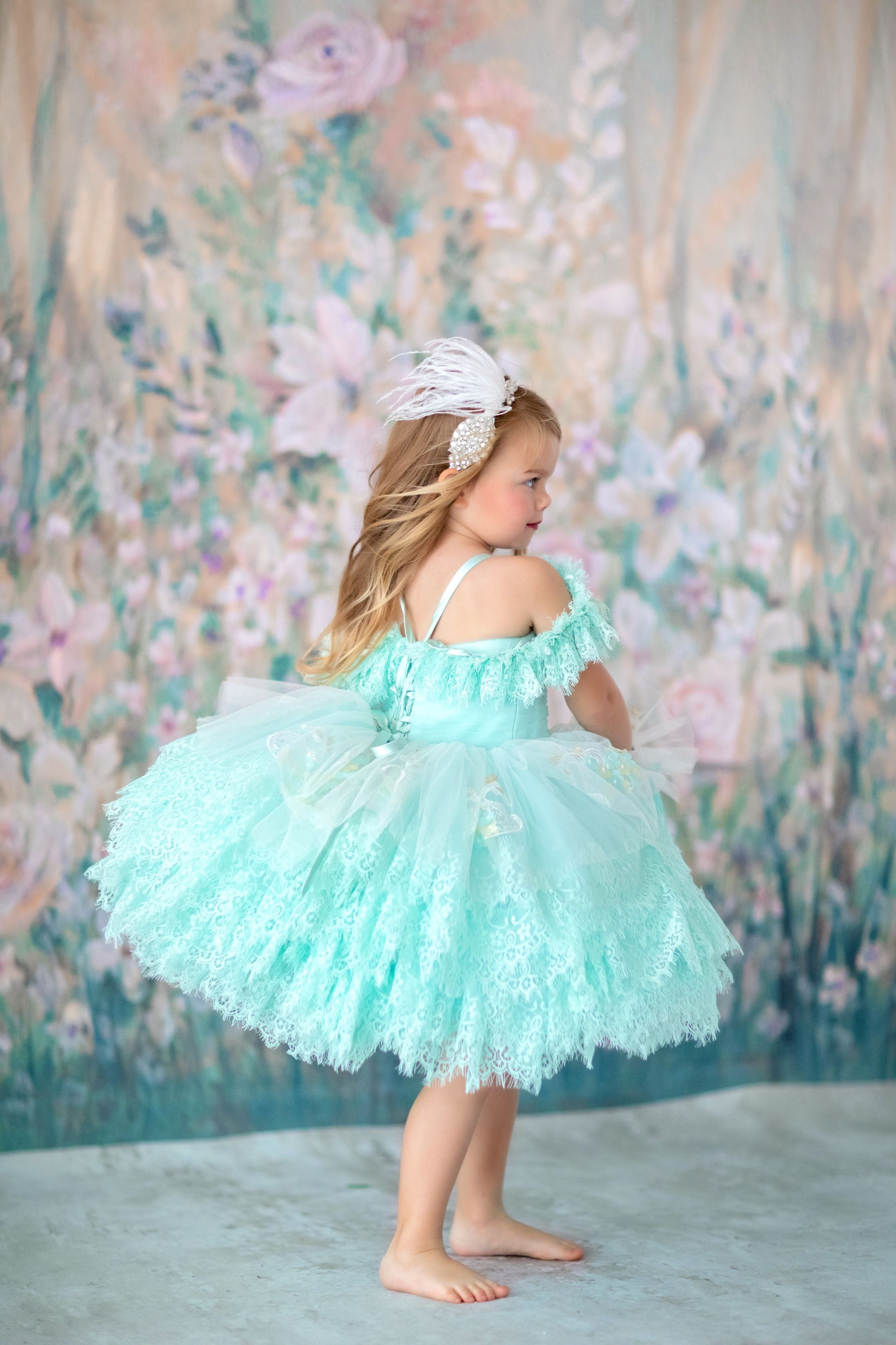 "Swan Dreams" - Pleated Bodice- Petal Length Dress - ( 5 Year - Petite 6 Year)