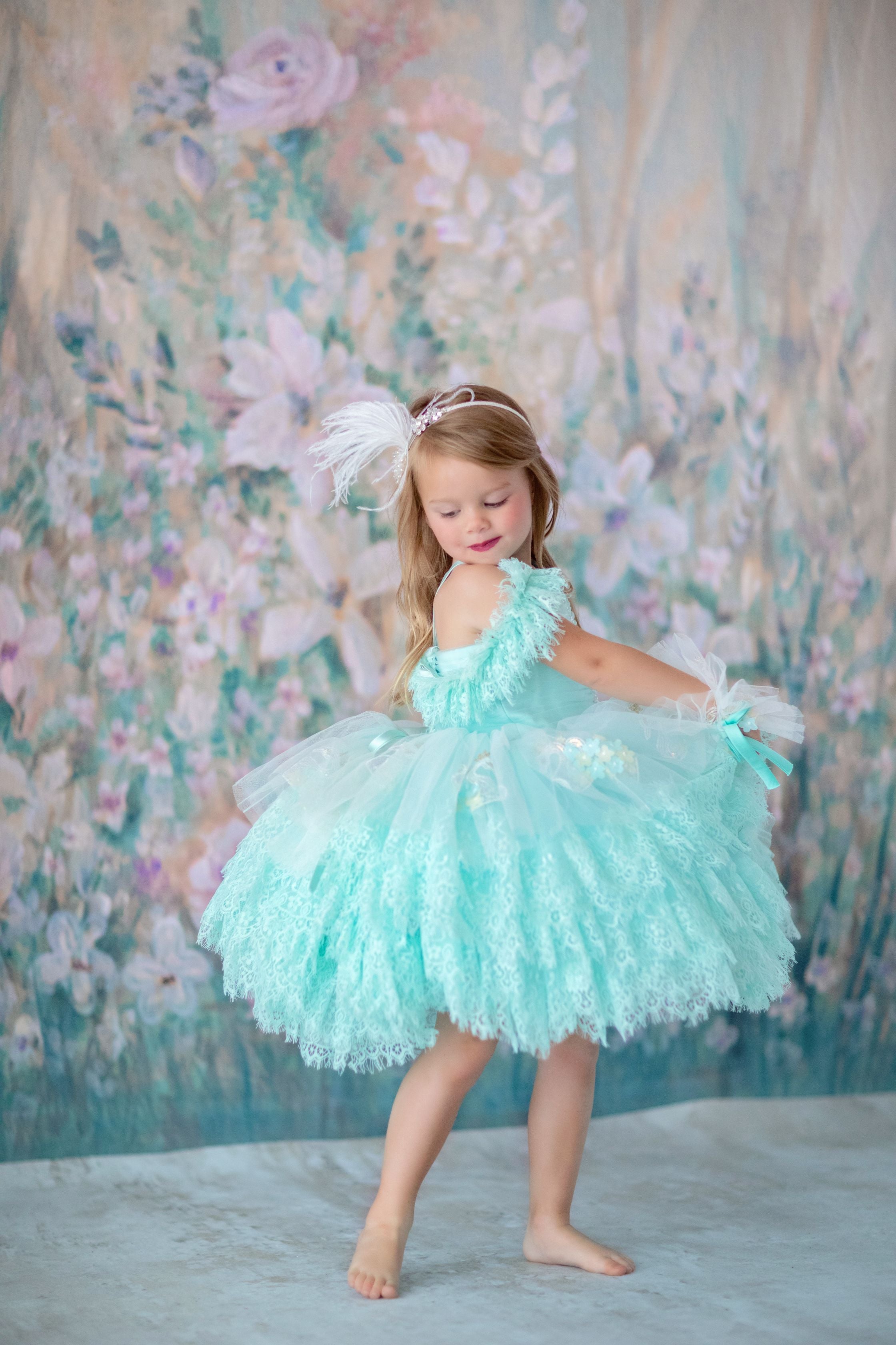 "Swan Dreams" - Pleated Bodice- Petal Length Dress  - ( 5 Year - Petite 6 Year)