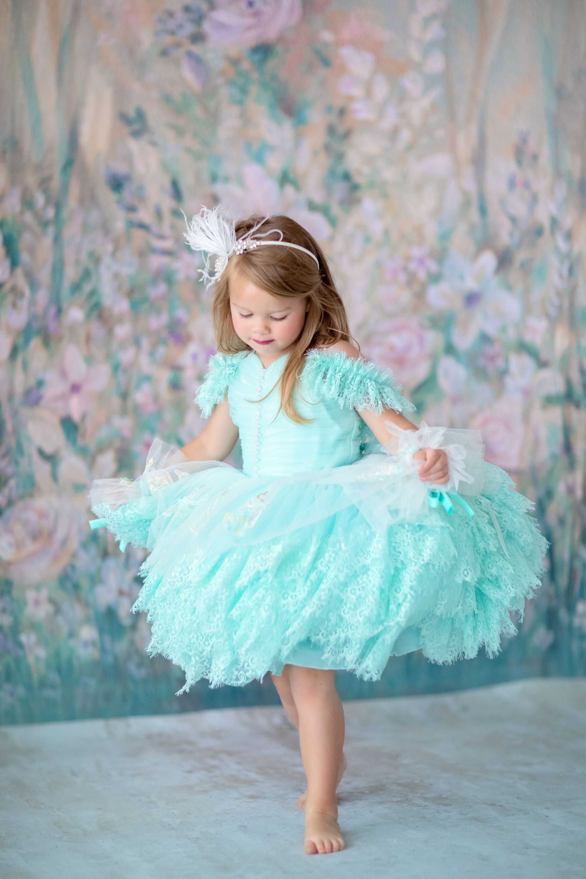 "Swan Dreams" - Pleated Bodice- Petal Length Dress - ( 5 Year - Petite 6 Year)