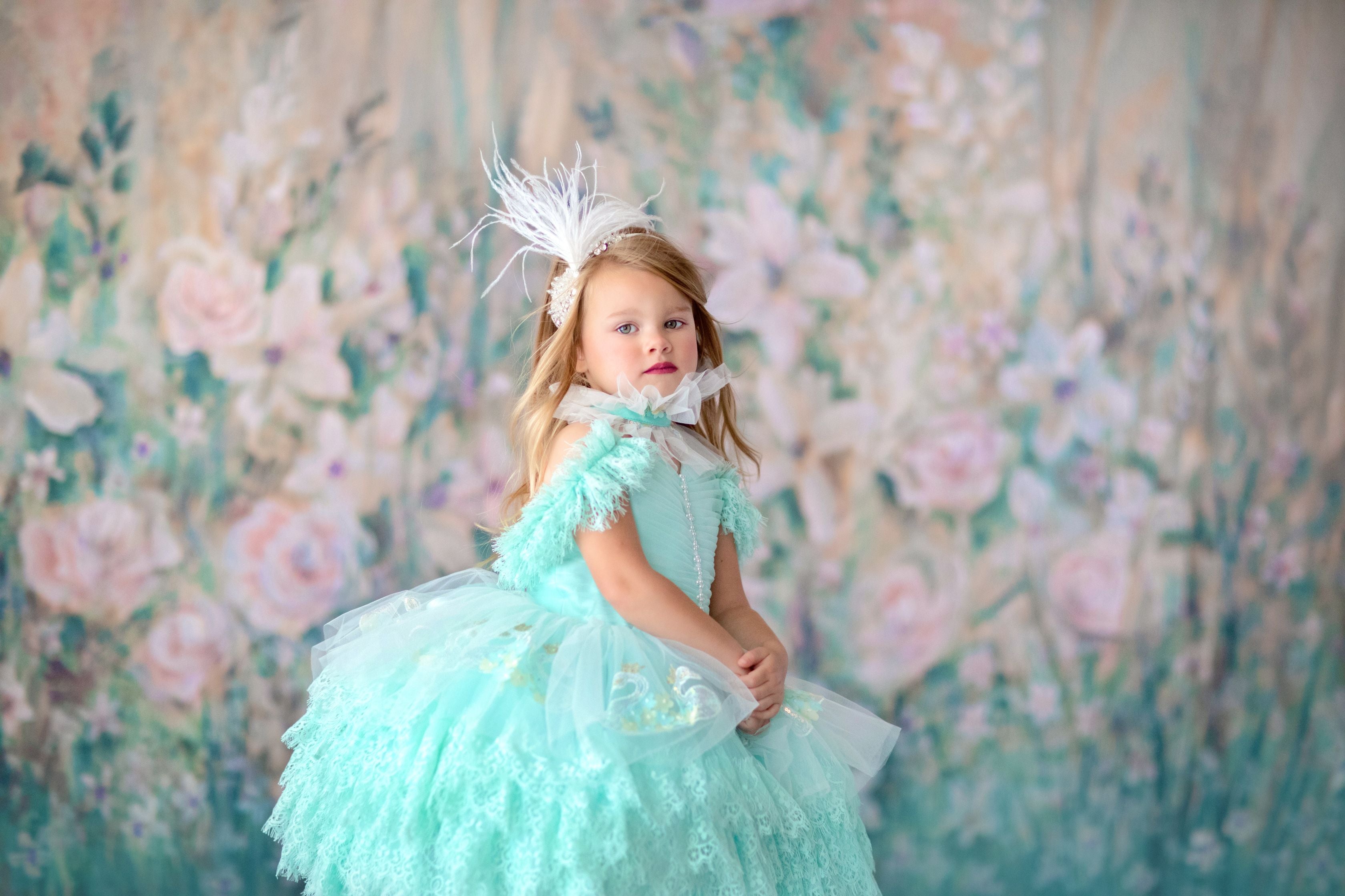"Swan Dreams" - Pleated Bodice- Petal Length Dress - ( 5 Year - Petite 6 Year)
