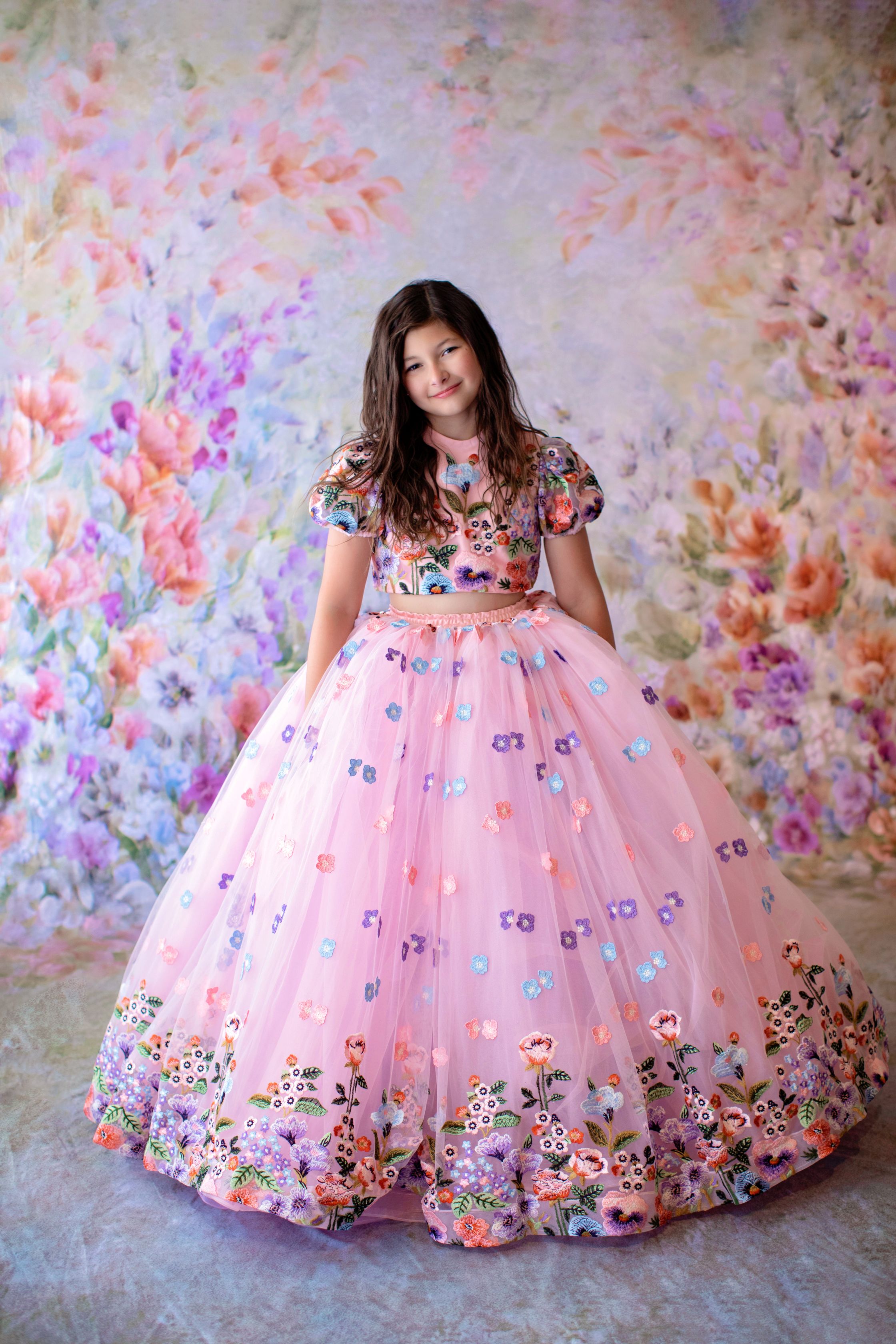 "Camille" - 2 piece in shades of Pink & Lavender-( 6 Year - Petite 8 Year)