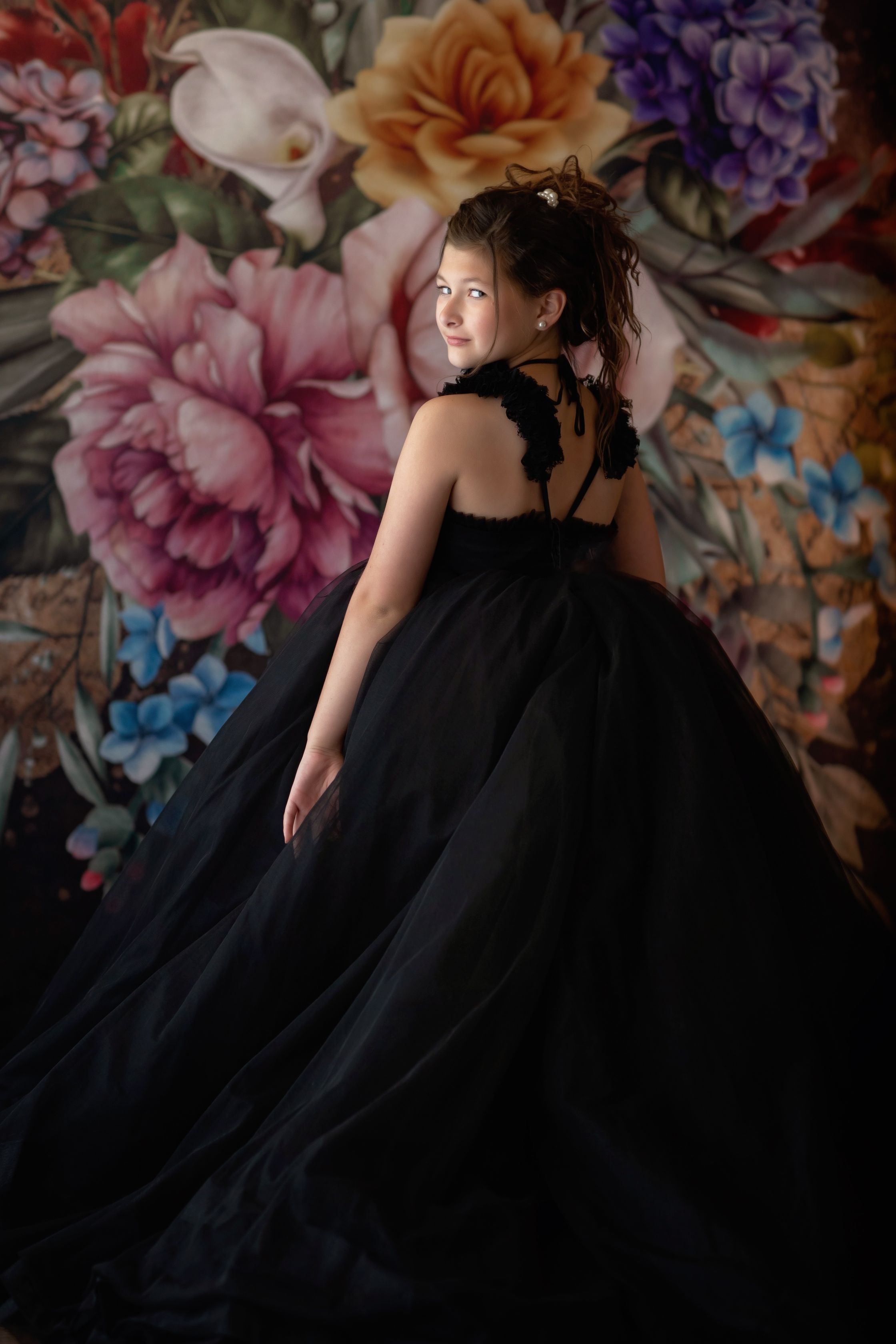 "Alexandria" - Floor long Length Dress- ( 8 Year - Petite 13 Year) Couture Rental Gown