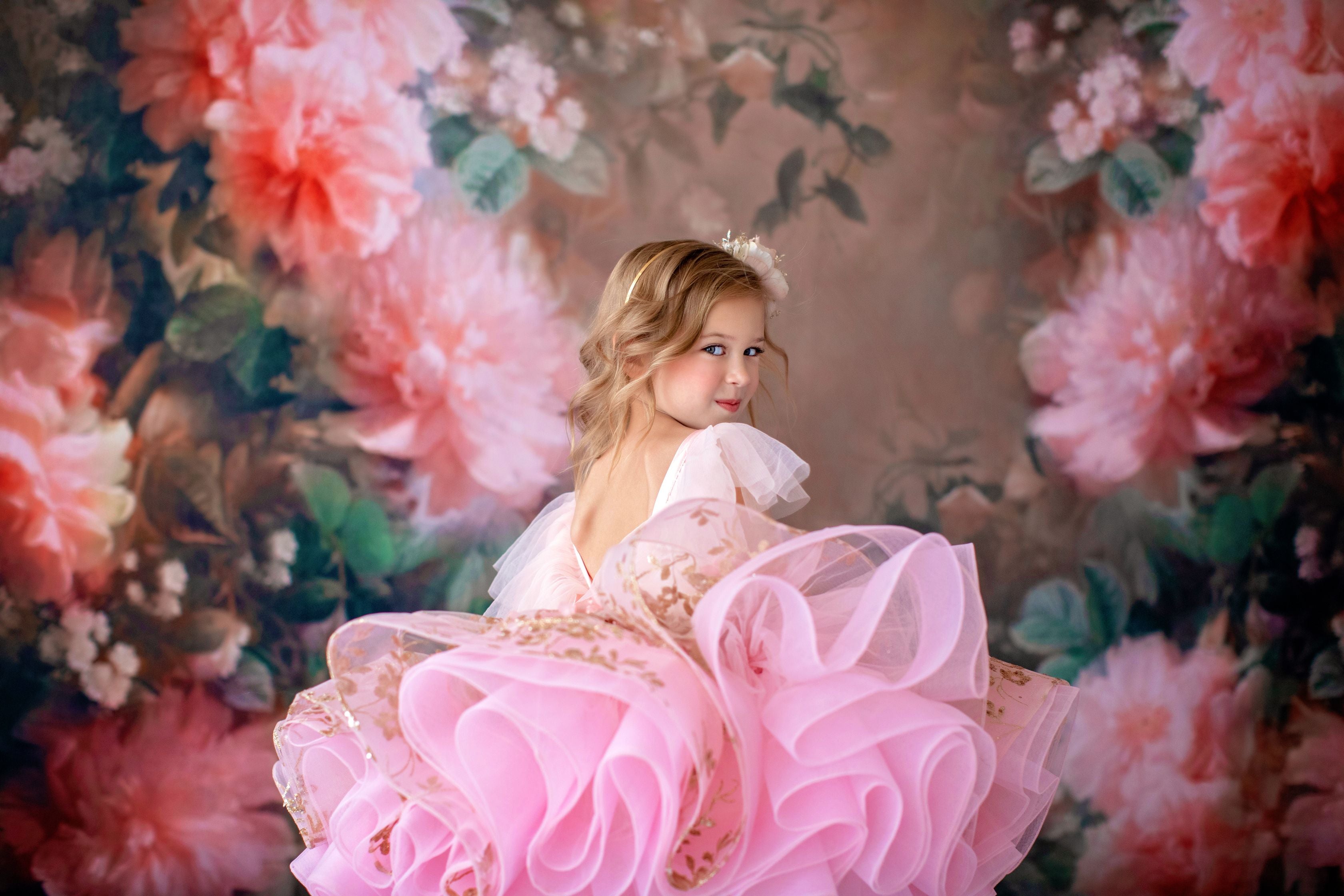 "Sadie" in Blush Petal length gown- (4 year- petite 5 year)