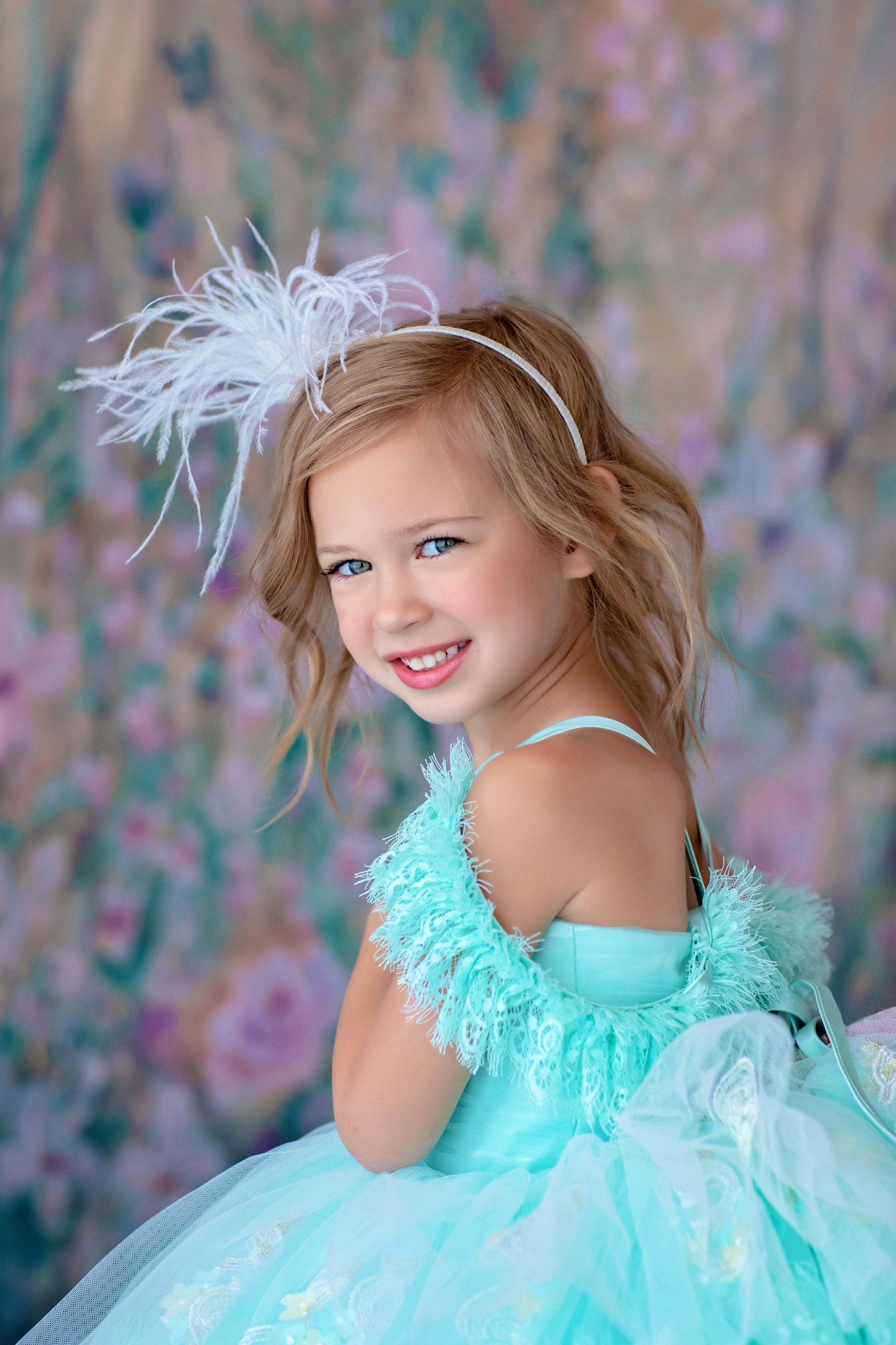 "Swan Dreams" - Pleated Bodice- Petal Length Dress - ( 5 Year - Petite 6 Year)