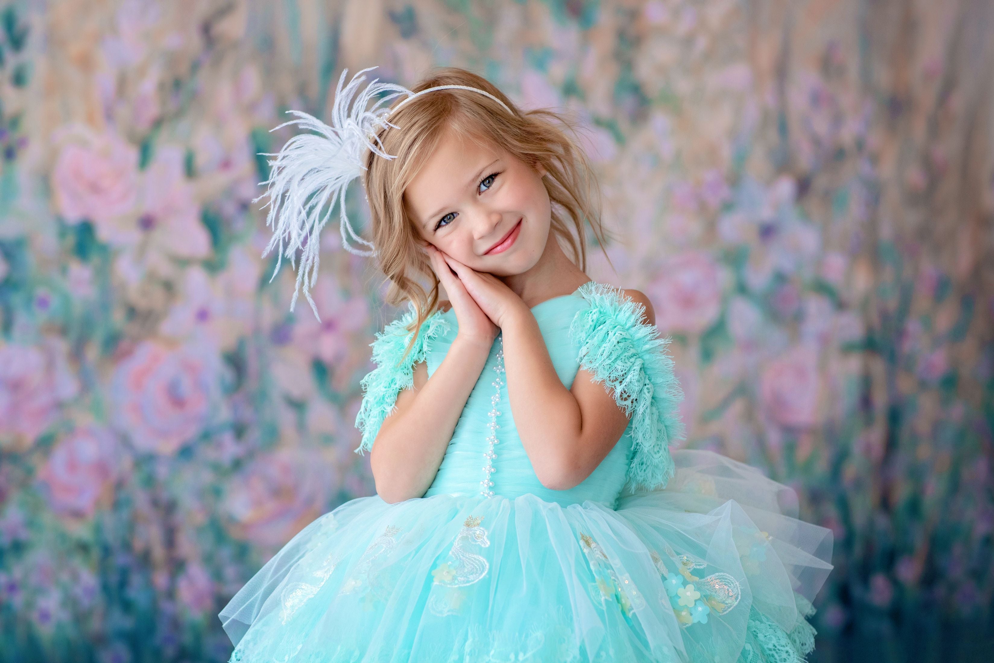 "Swan Dreams" - Pleated Bodice- Petal Length Dress - ( 5 Year - Petite 6 Year)