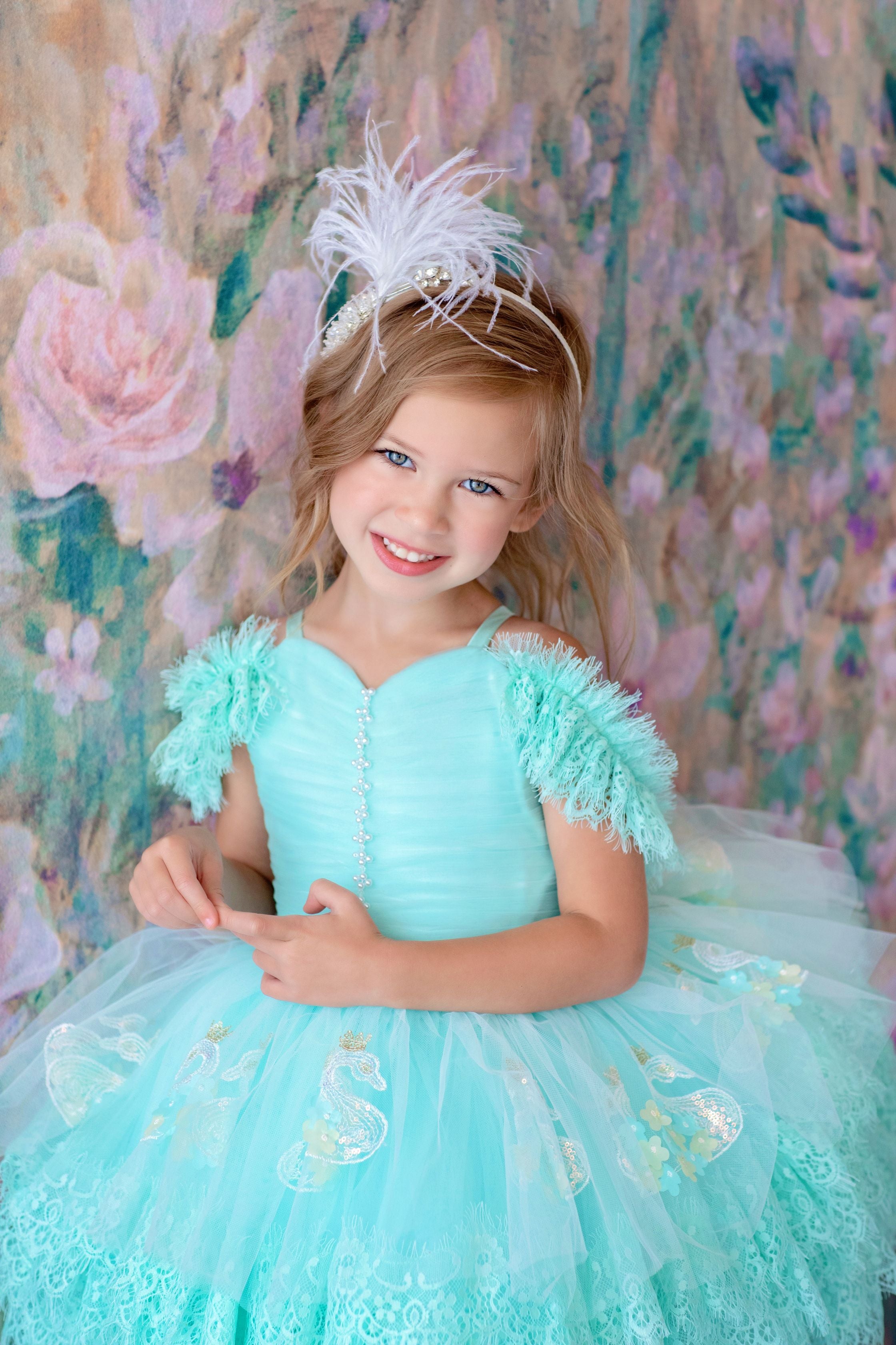 "Swan Dreams" - Pleated Bodice- Petal Length Dress - ( 5 Year - Petite 6 Year)