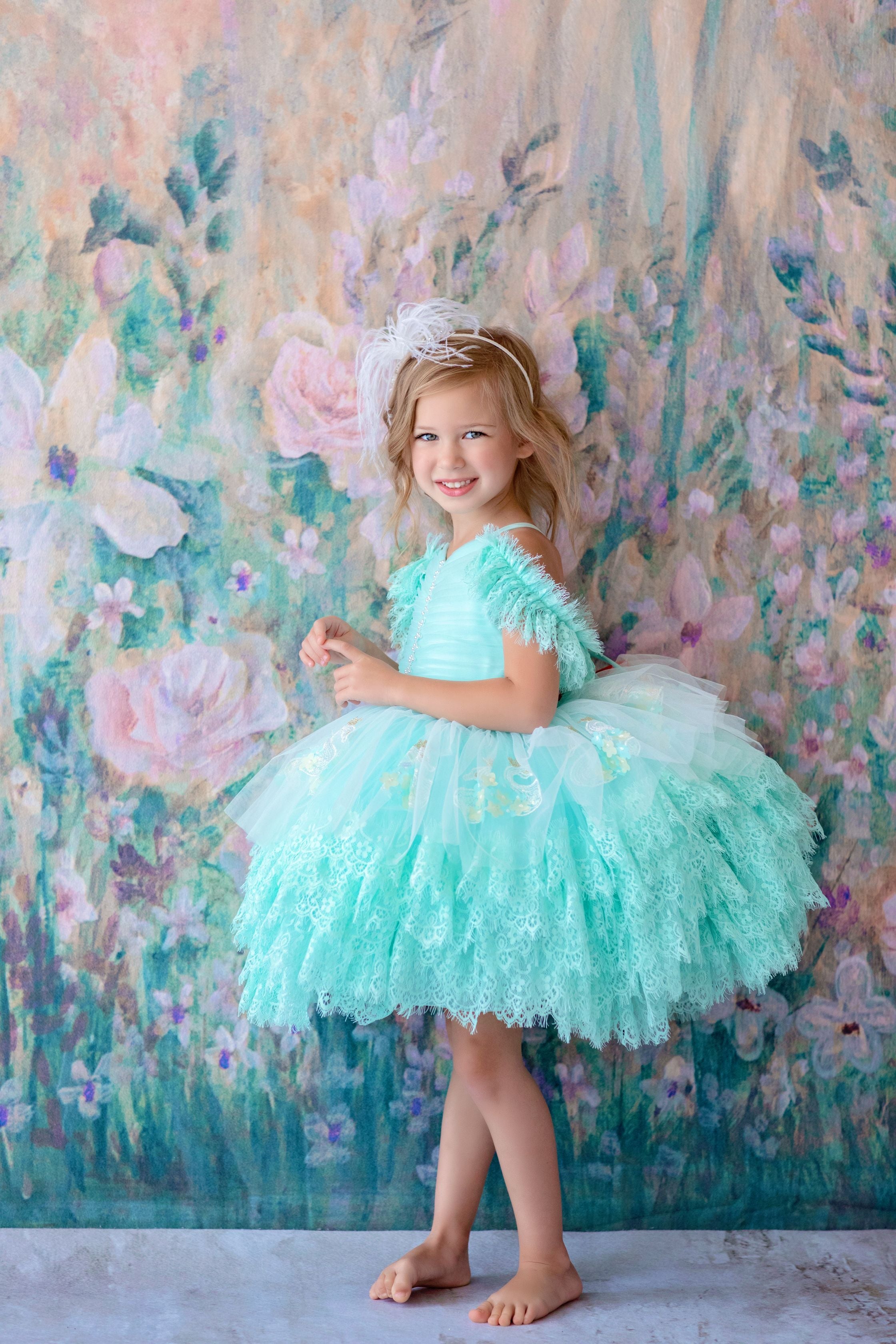 "Swan Dreams" - Pleated Bodice- Petal Length Dress - ( 5 Year - Petite 6 Year)