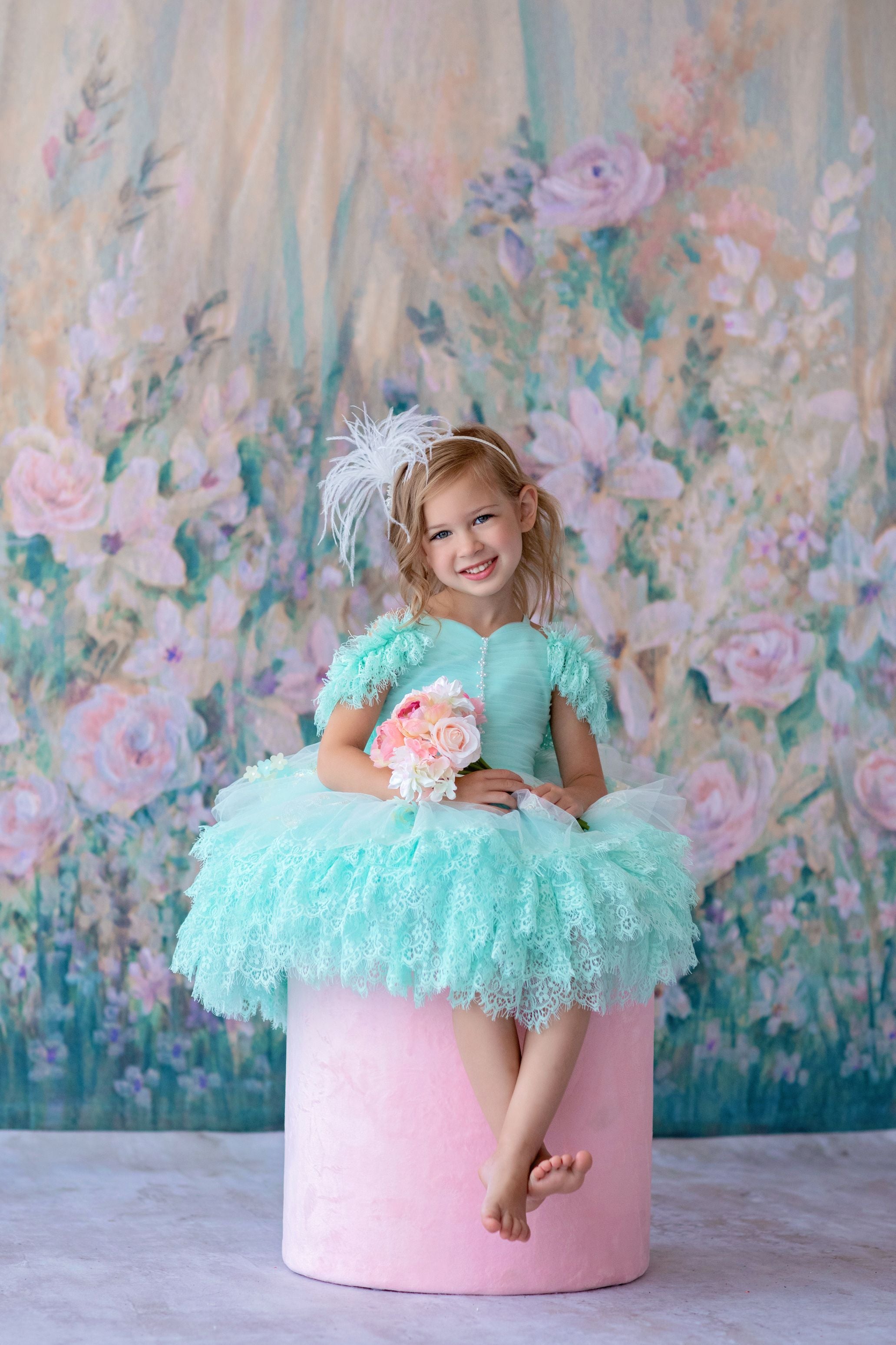 "Swan Dreams" - Pleated Bodice- Petal Length Dress - ( 5 Year - Petite 6 Year)