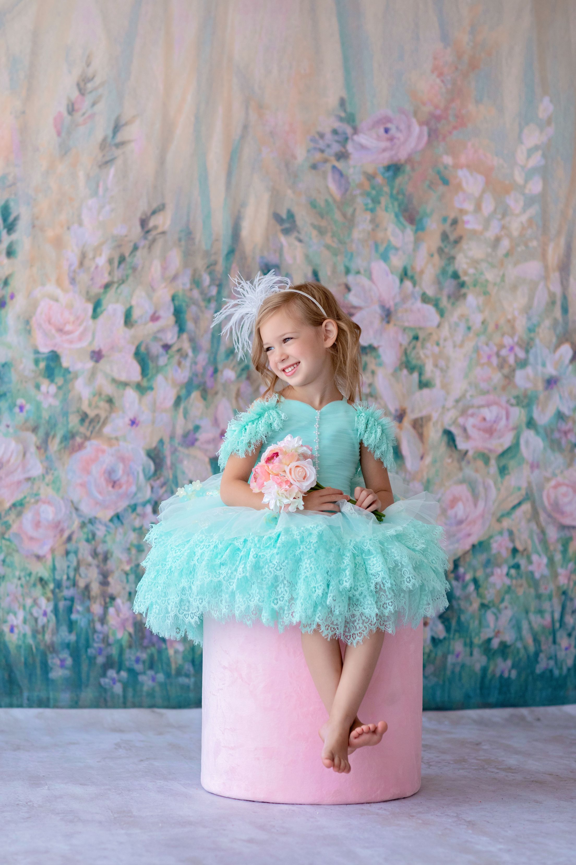 "Swan Dreams" - Pleated Bodice- Petal Length Dress - ( 5 Year - Petite 6 Year)
