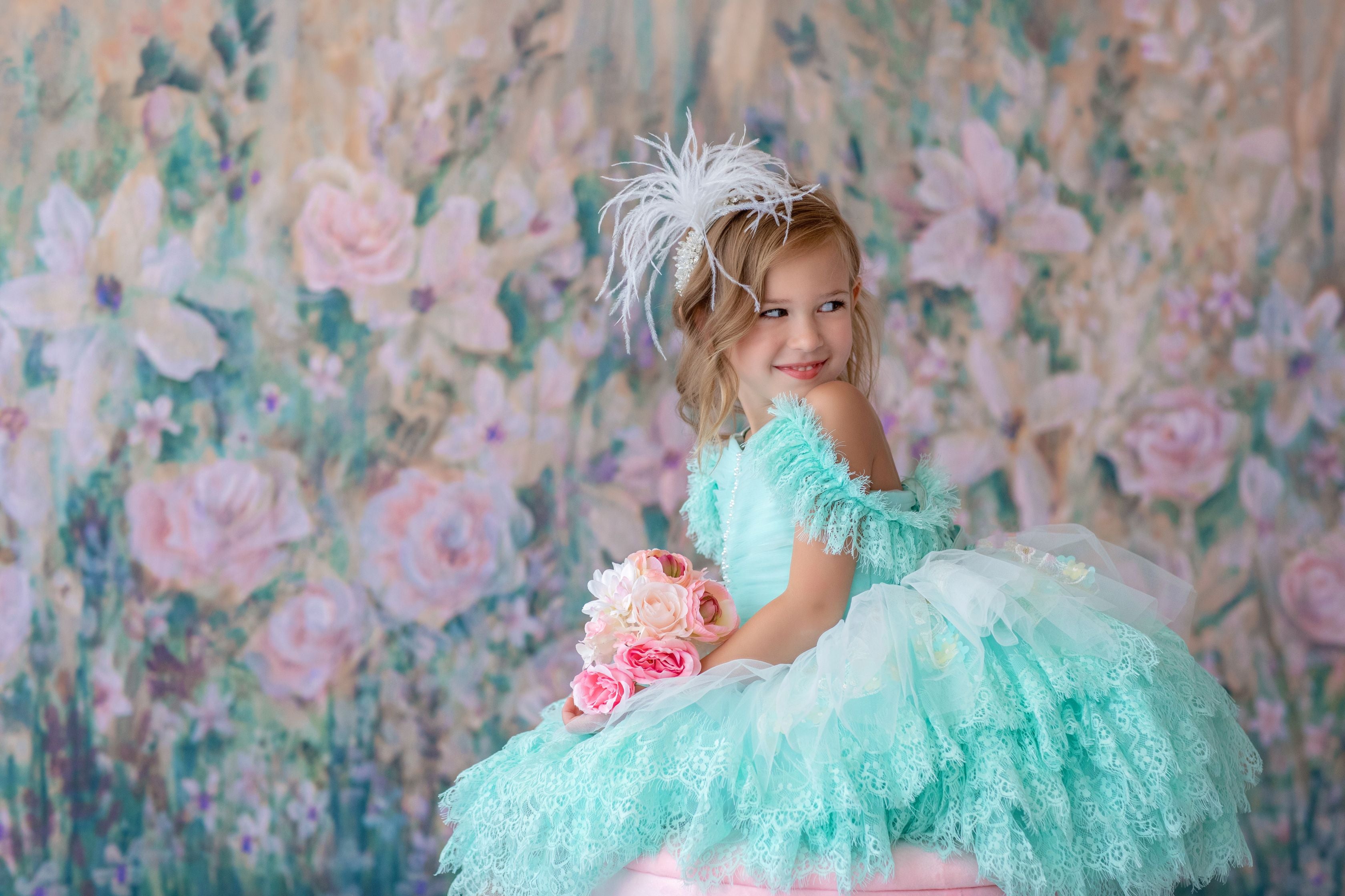 "Swan Dreams" - Pleated Bodice- Petal Length Dress - ( 5 Year - Petite 6 Year)