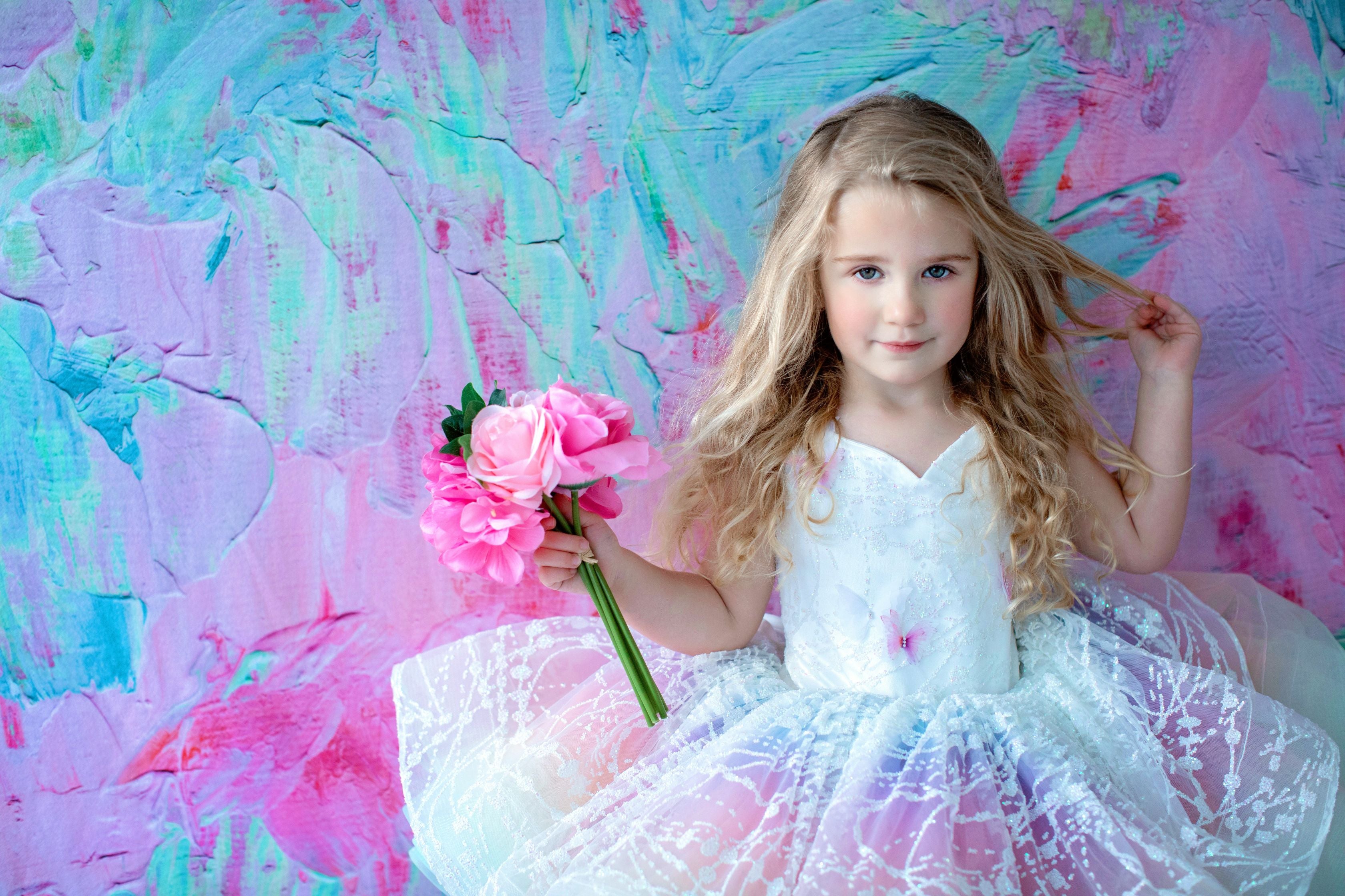 "Unicorns & Rainbows" - Petal Short Length Dress ( 4 Year - Petite 5 Year)