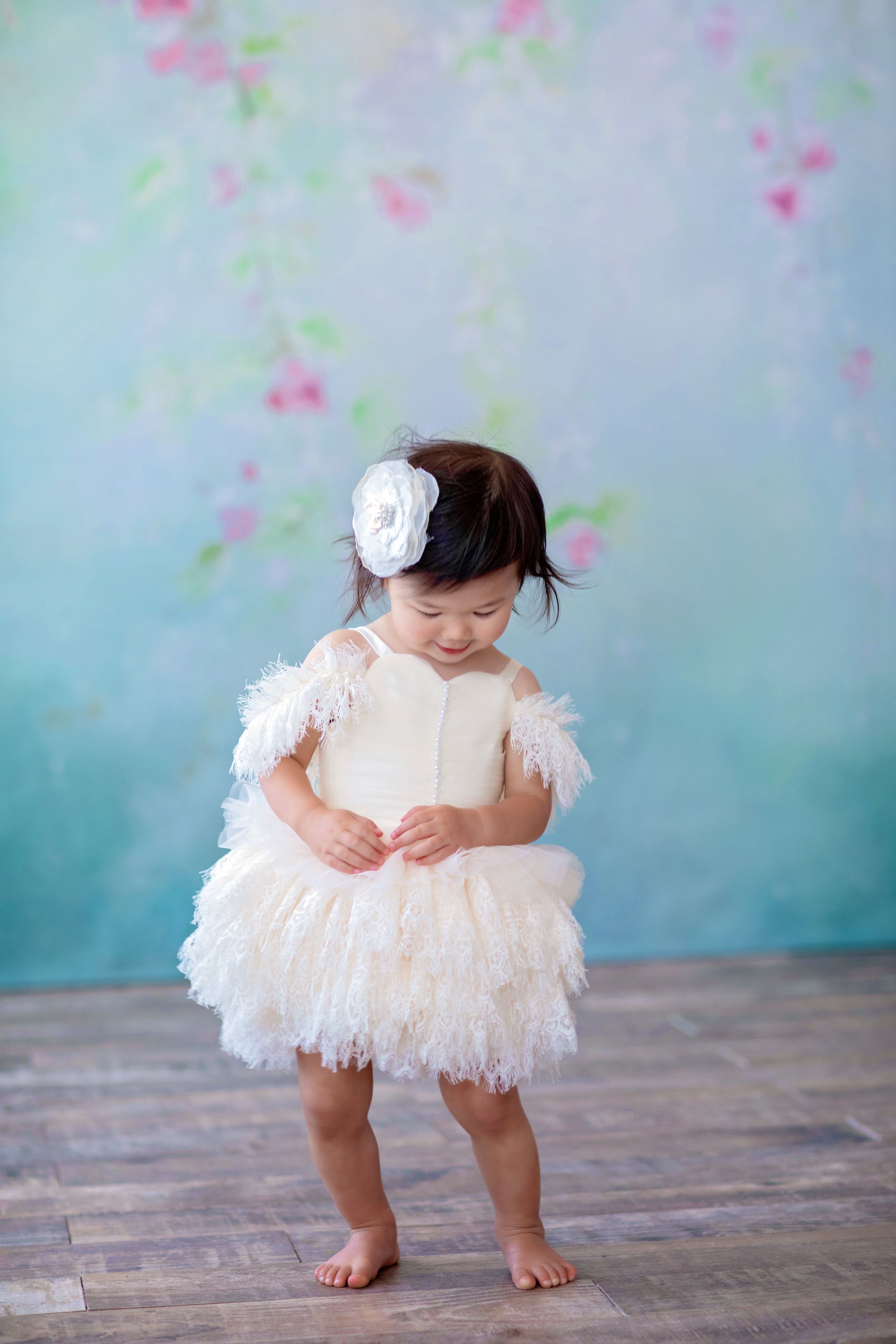 Couture Rental Baby Gown "Alyssa" - Petal Length Dress - ( 12 month - 18 month)