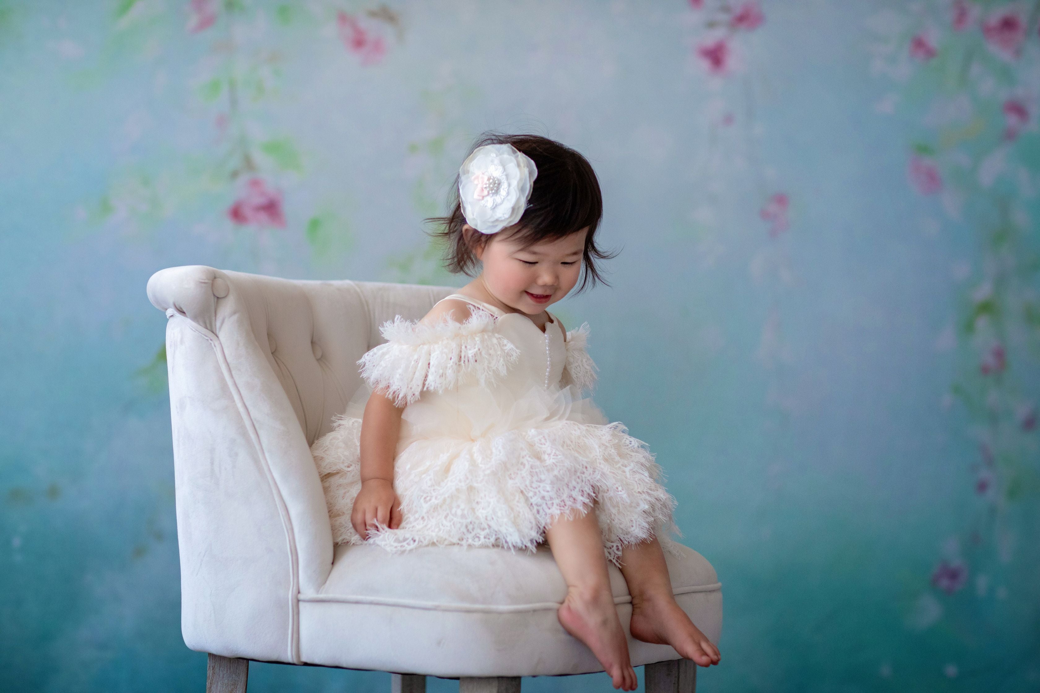 Couture Rental Baby Gown "Alyssa" - Petal Length Dress - ( 12 month - 18 month)