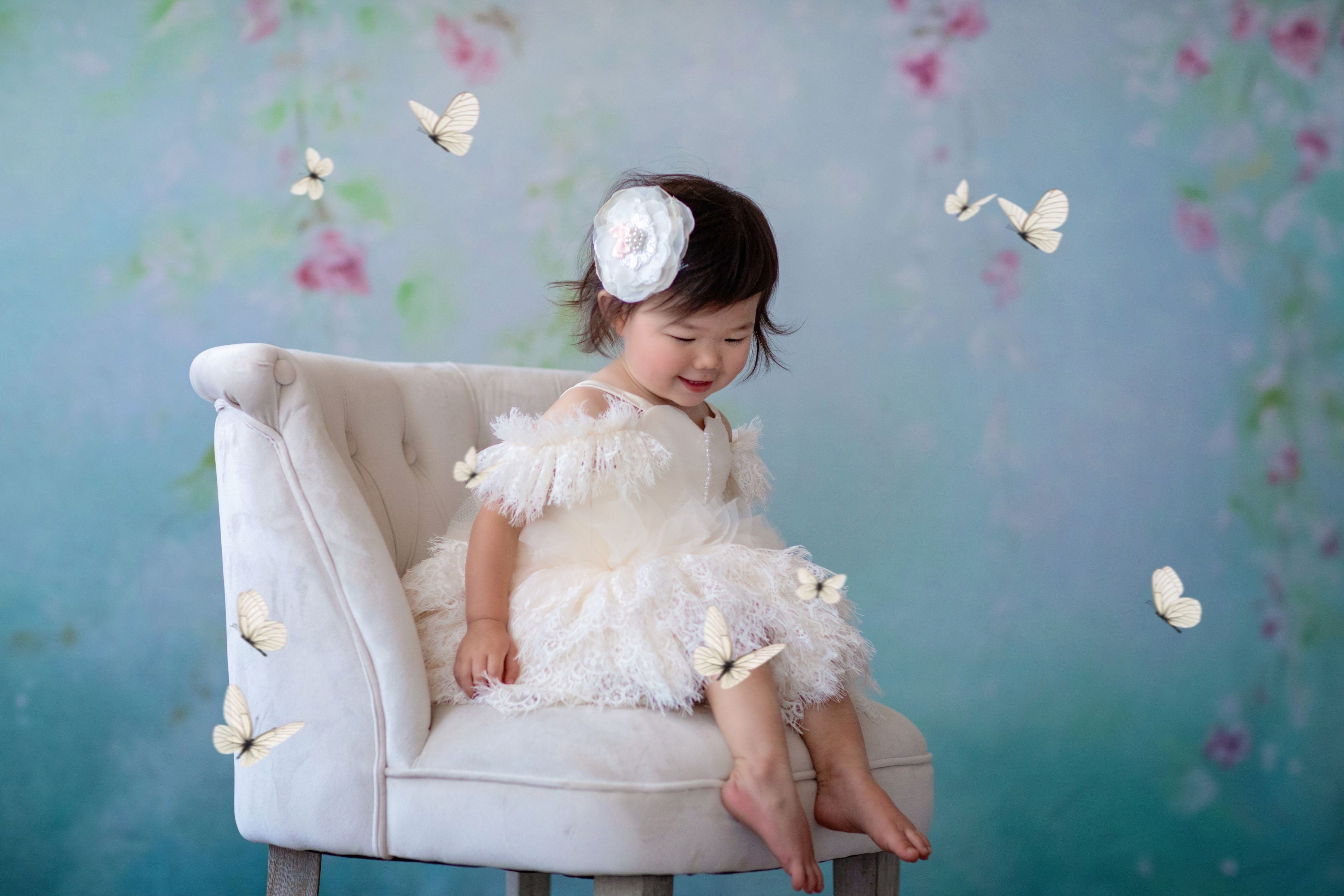 Couture Rental Baby Gown "Alyssa" - Petal Length Dress - ( 12 month - 18 month)