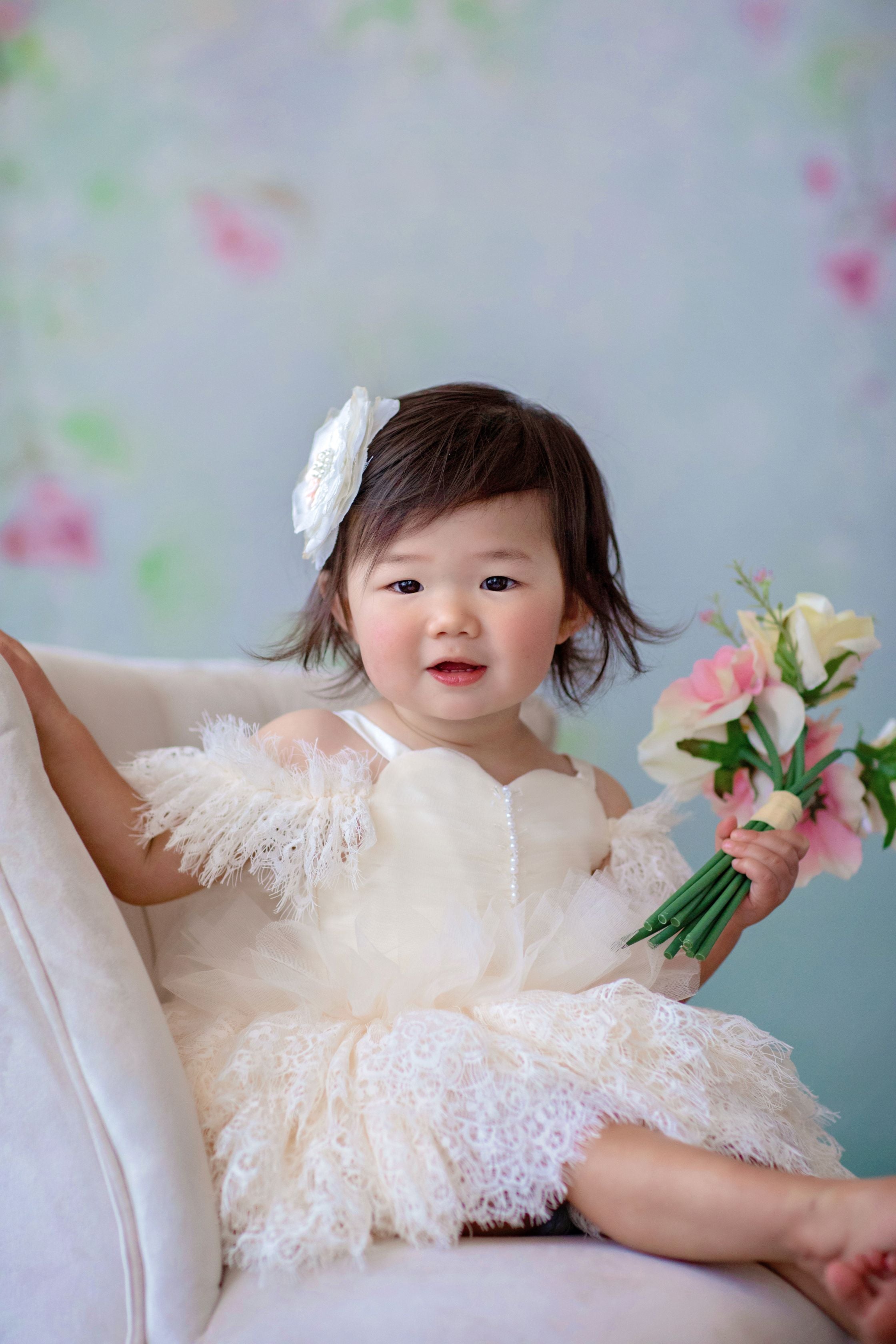 Couture Rental Baby Gown "Alyssa" - Petal Length Dress - ( 12 month - 18 month)