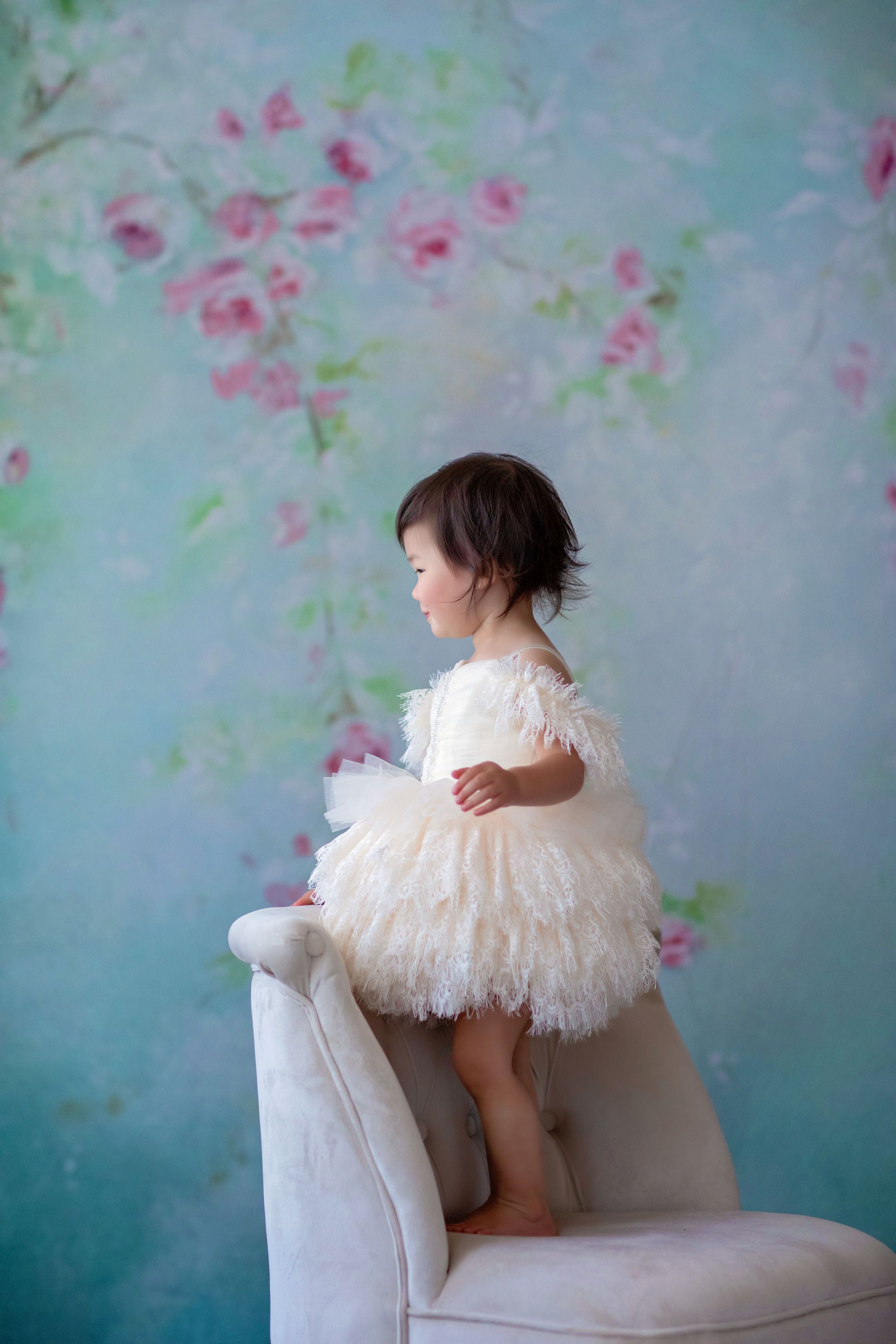 Couture Rental Baby Gown "Alyssa" - Petal Length Dress - ( 12 month - 18 month)