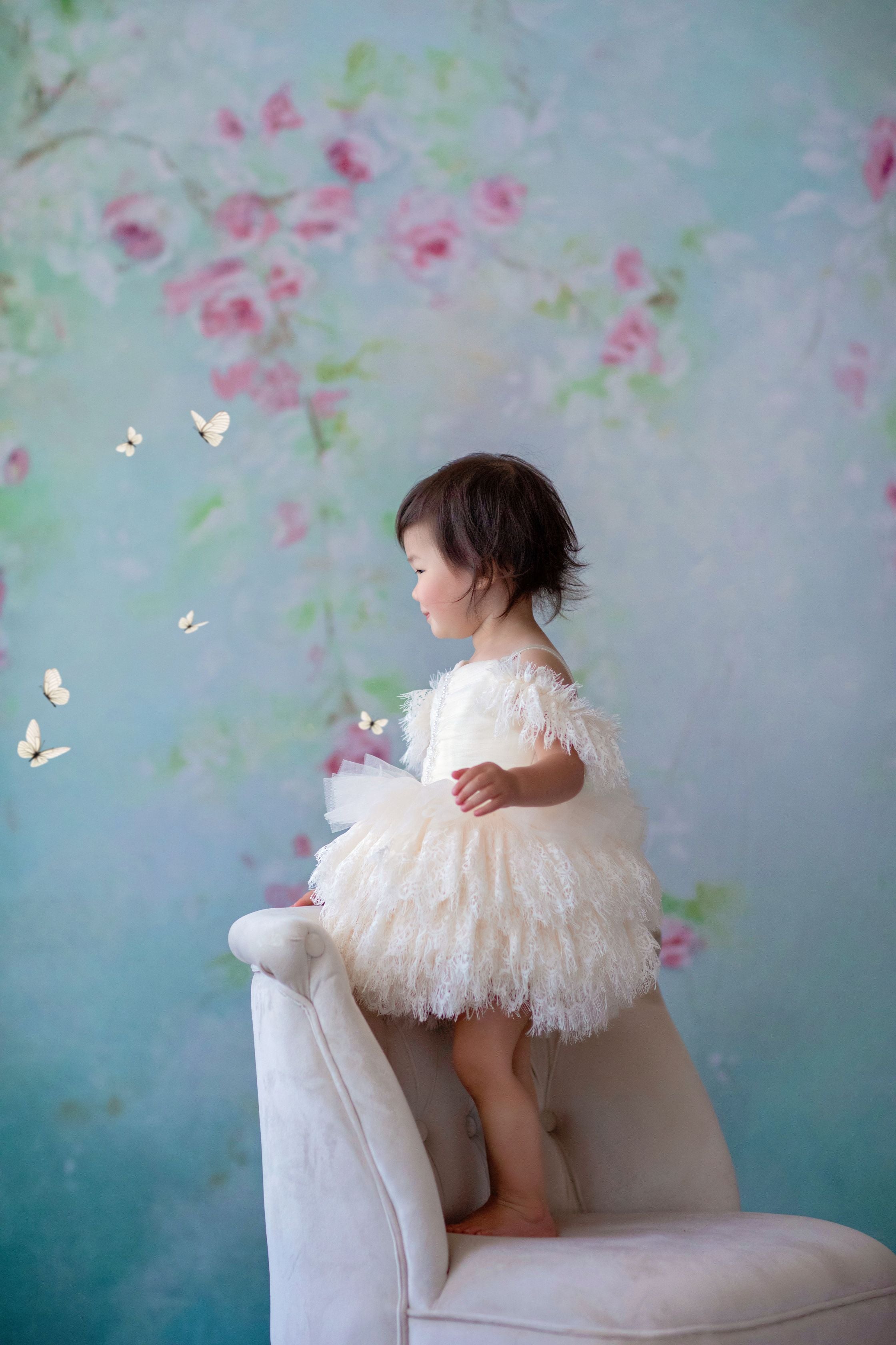 Couture Rental Baby Gown "Alyssa" - Petal Length Dress - ( 12 month - 18 month)