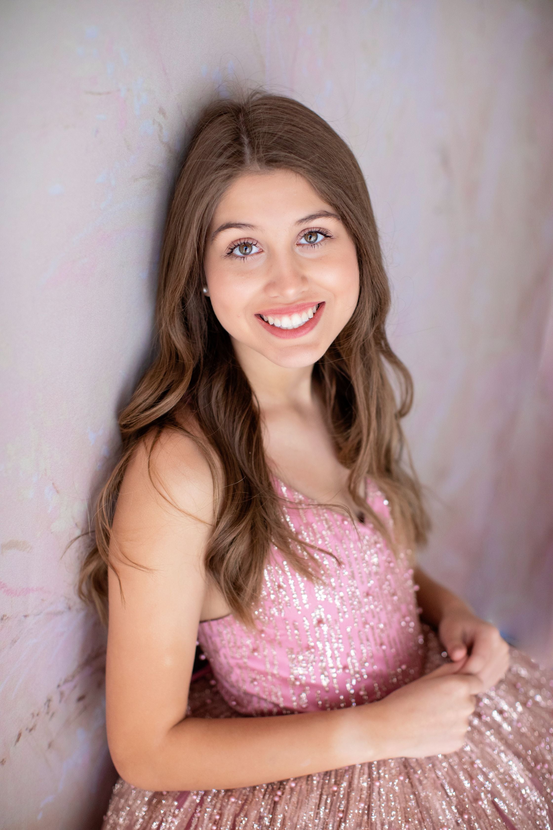 Stassi- Rose Gold and Rose pink gown- Gorgeous special occasion or photo shoot dress (7 Year-Petite 8 Year)