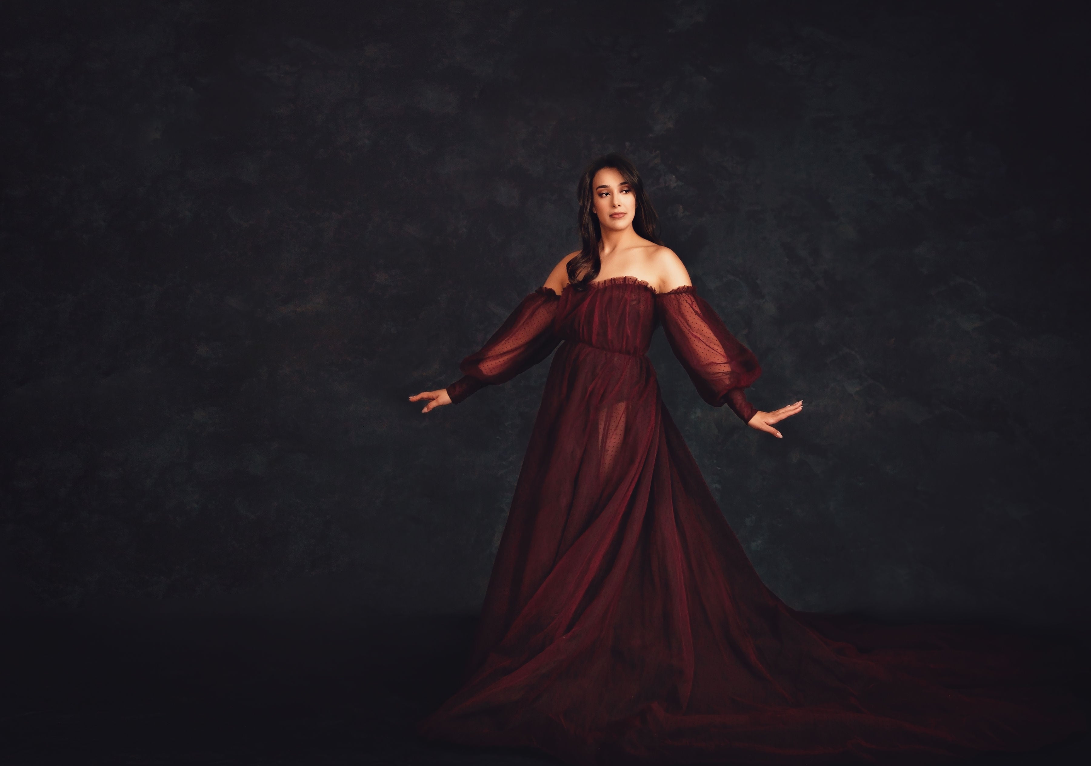 RETIRED RENTAL EUC Emma tulle gown - Burgundy (TEEN-ADULT)