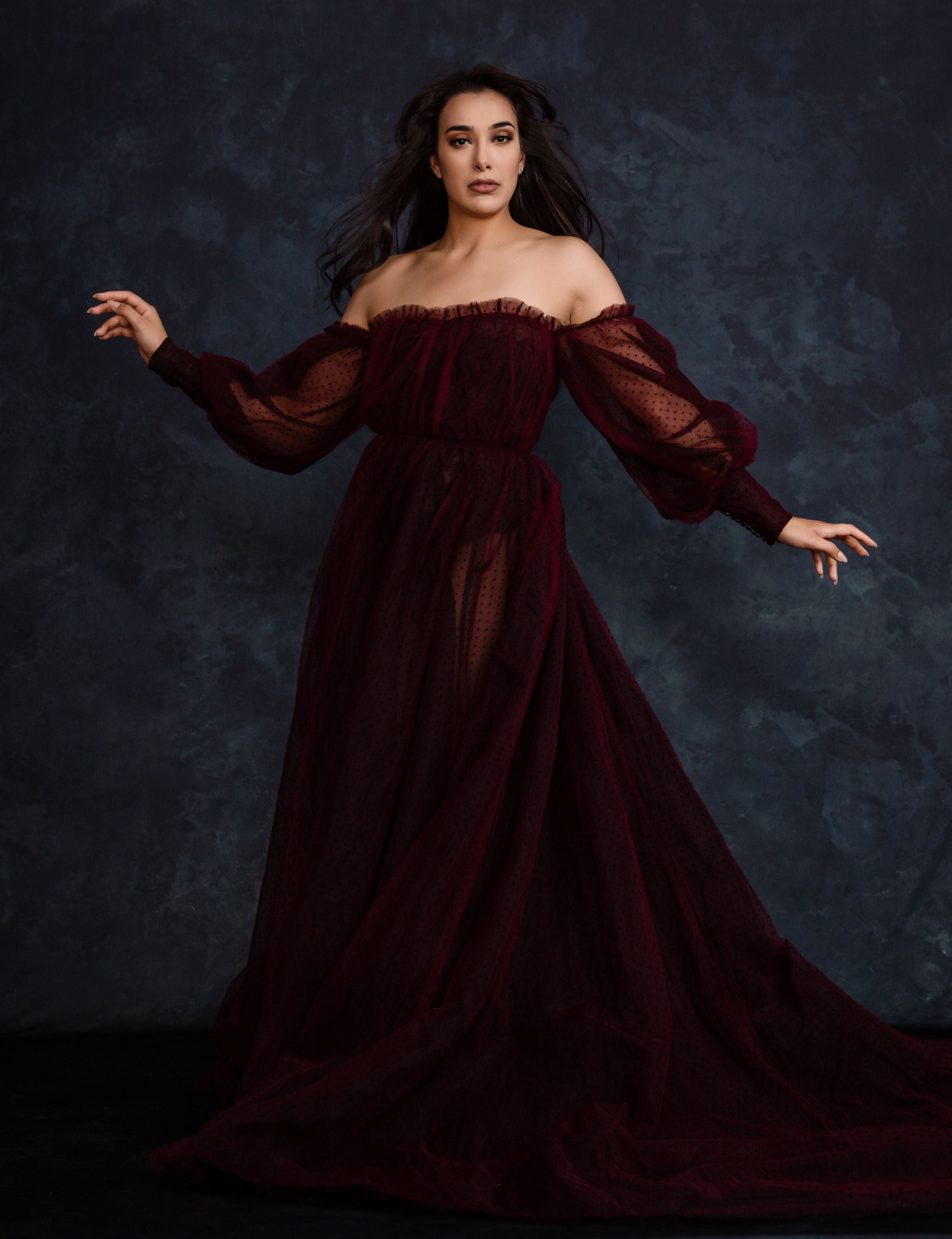 RETIRED RENTAL EUC Emma tulle gown - Burgundy (TEEN-ADULT)